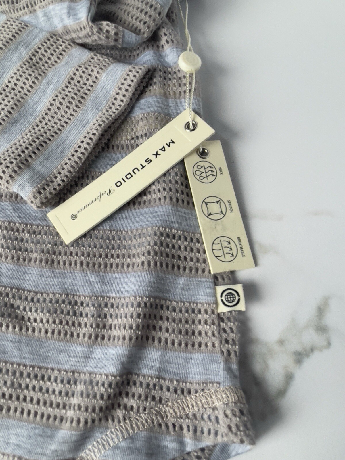 Max Studio Performance Clay Heather Breathable Top Open Back Thumbholes
