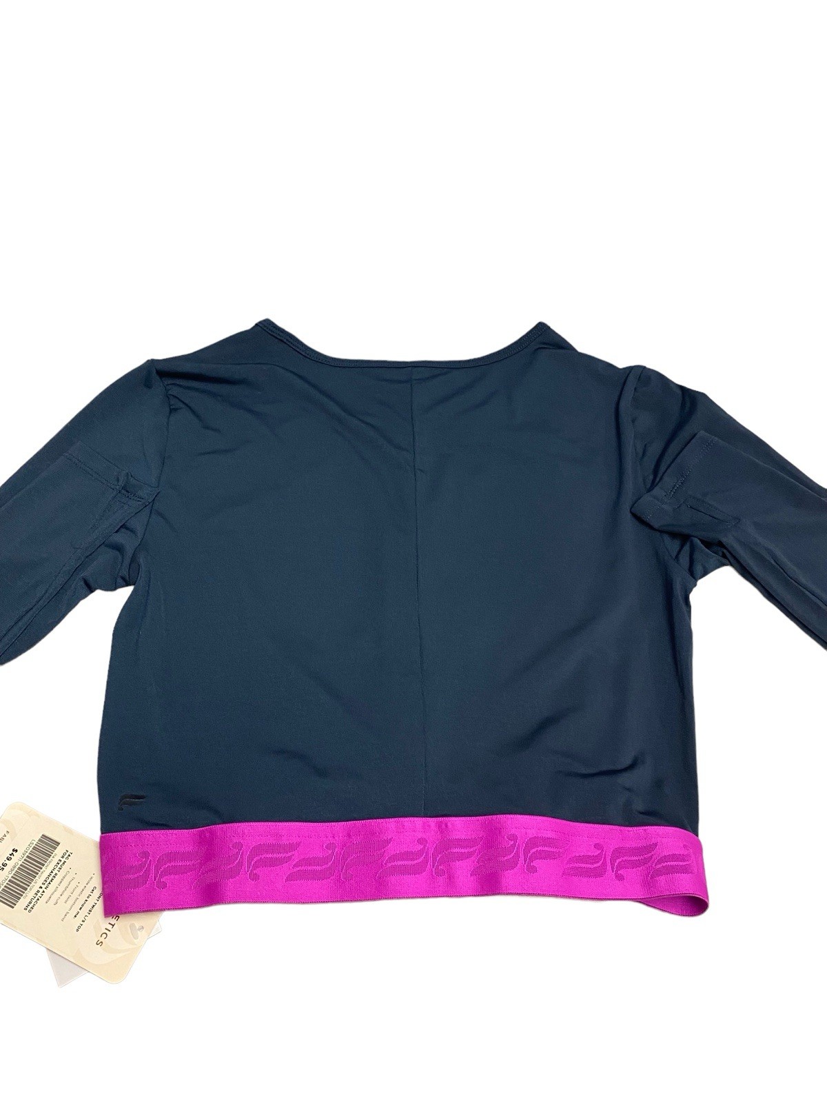 Fabletics PIA Front Twist Top Wide Elastic Bottom Band Thumbhole Cuffs Sz Large