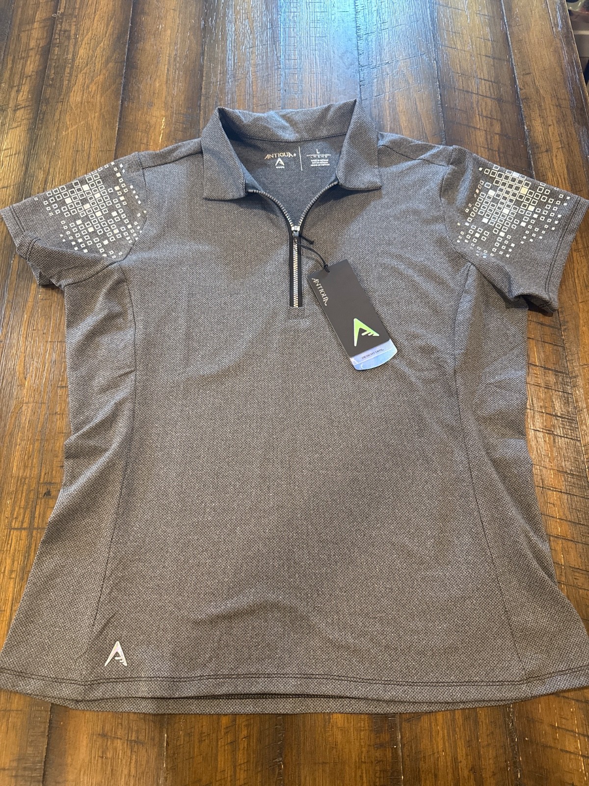 Antigua Wildfire 3/4 zip womens , Smokey grey with Pattern