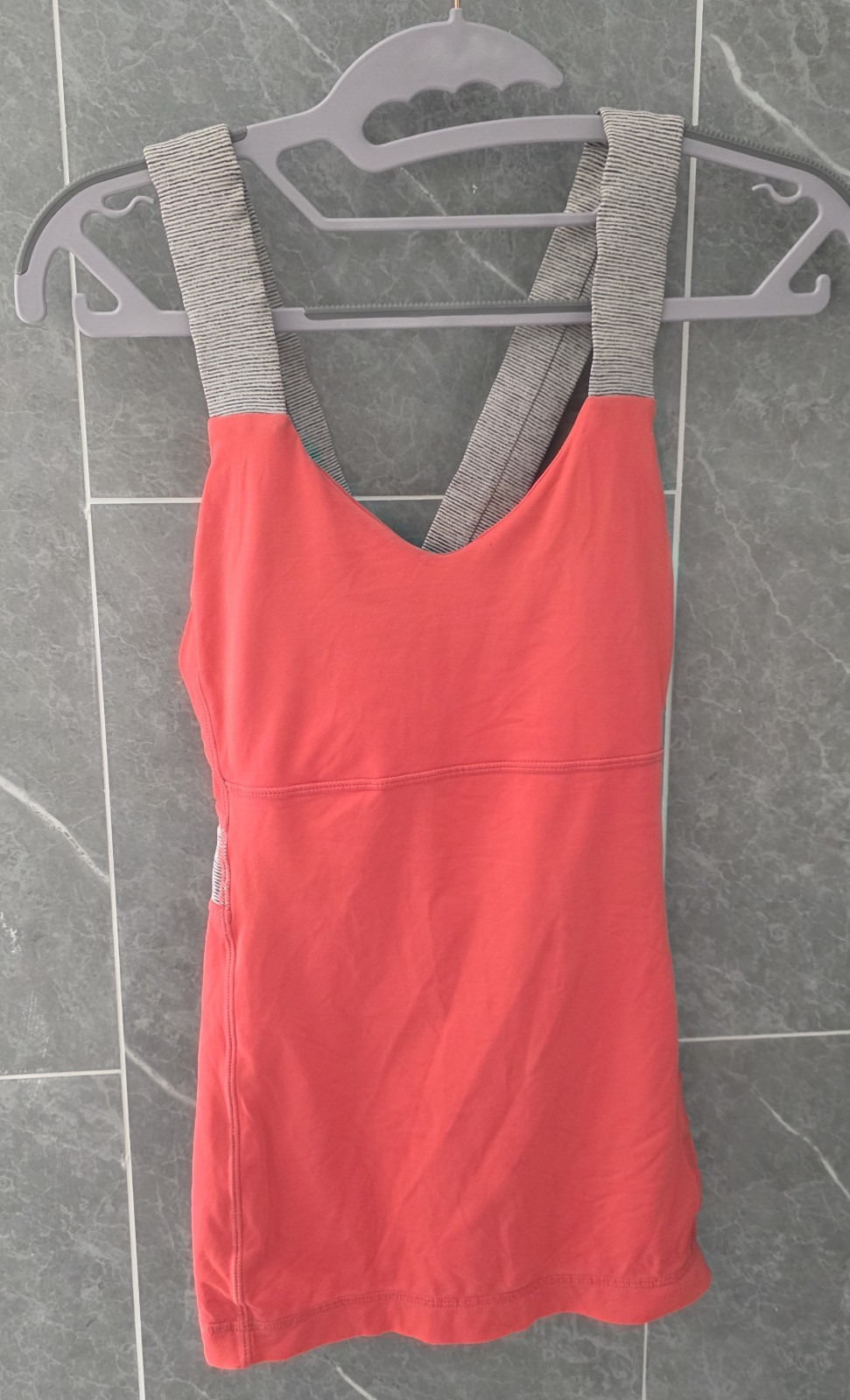 Lululemon Push Ur Limits Tank Coral Gray Stripe 6
