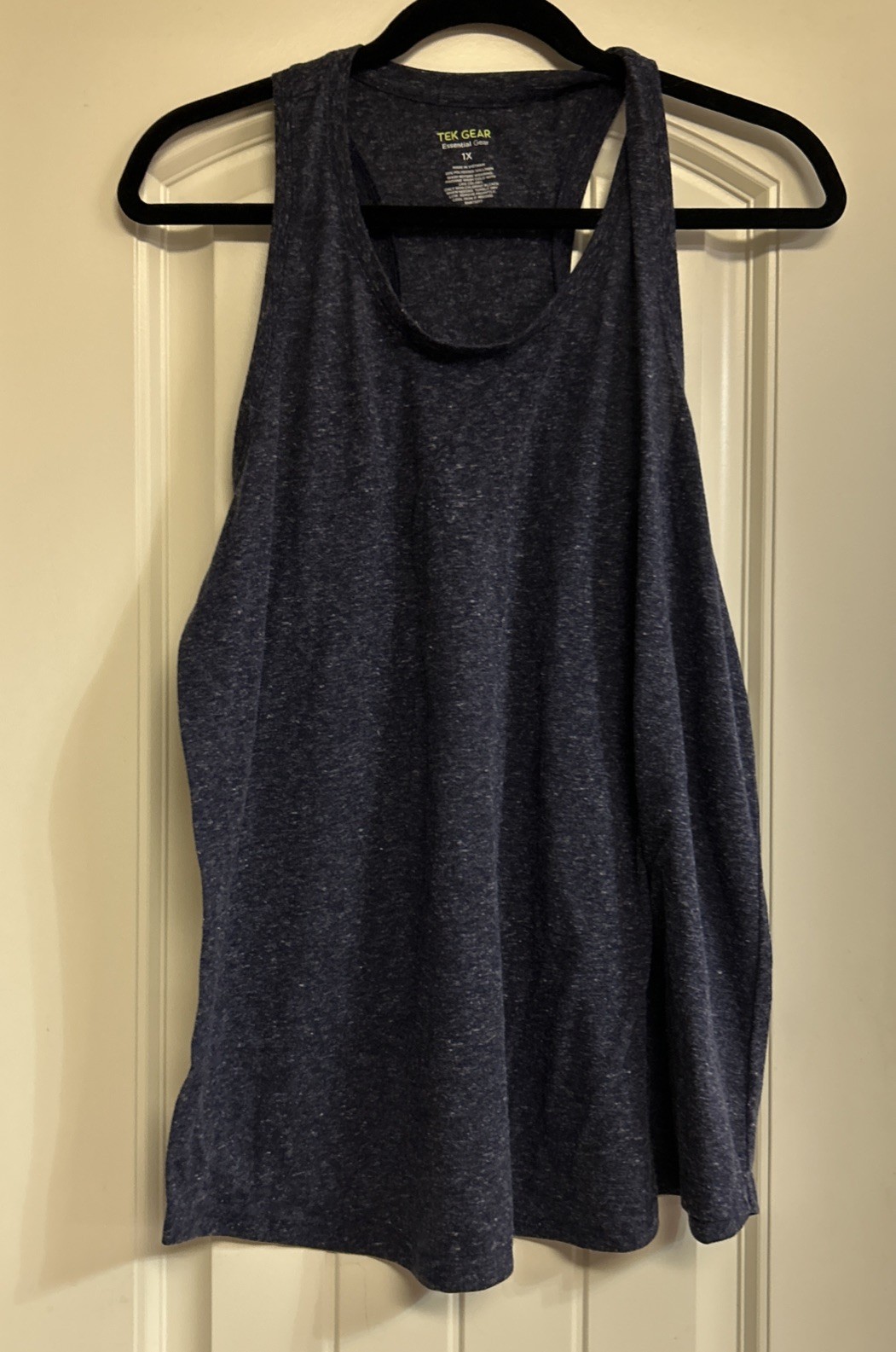TEK GEAR Heather Dk. Blue Size 1X Dry Tek Active Tank Top Polyester/Linen blend