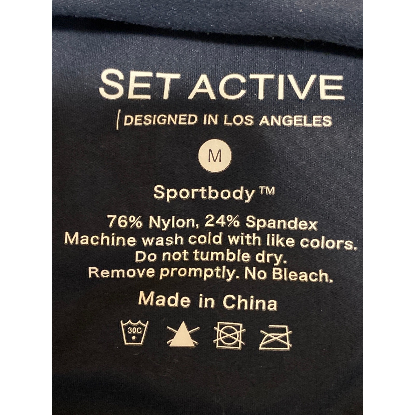 Set Active Navy Blue Racerback Yoga Workout Gym Athletic Sports Bra Crop Top M