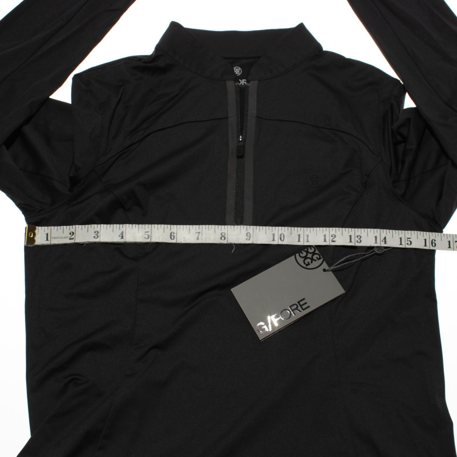 G/Fore NWT Interlock 1/4 Zip Pullover Size S in Onyx Black Polyamide Blend