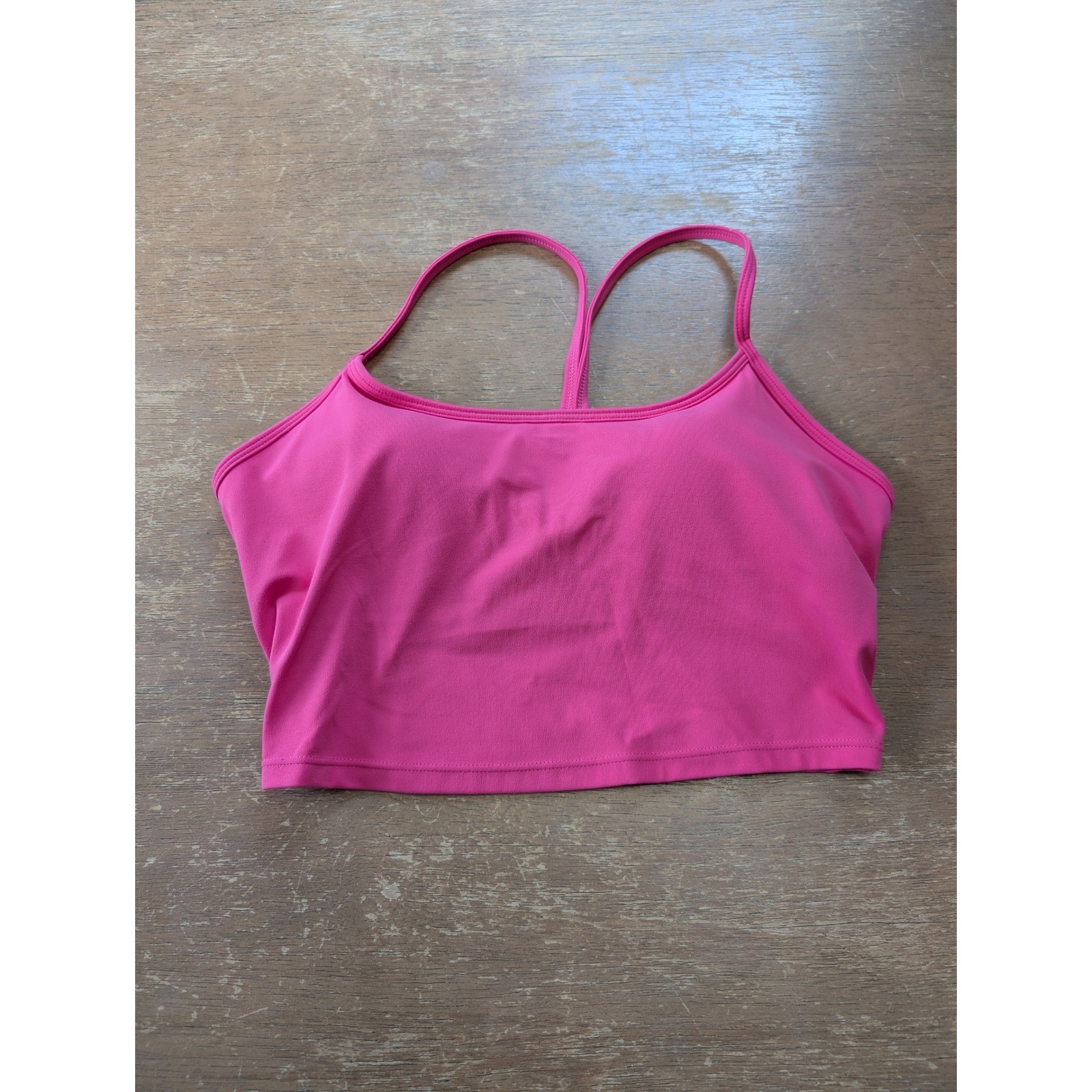 Comfrt Womens Pink Cropped Racerback Tank Top Sports Bra Built-in Shelf Bra S
