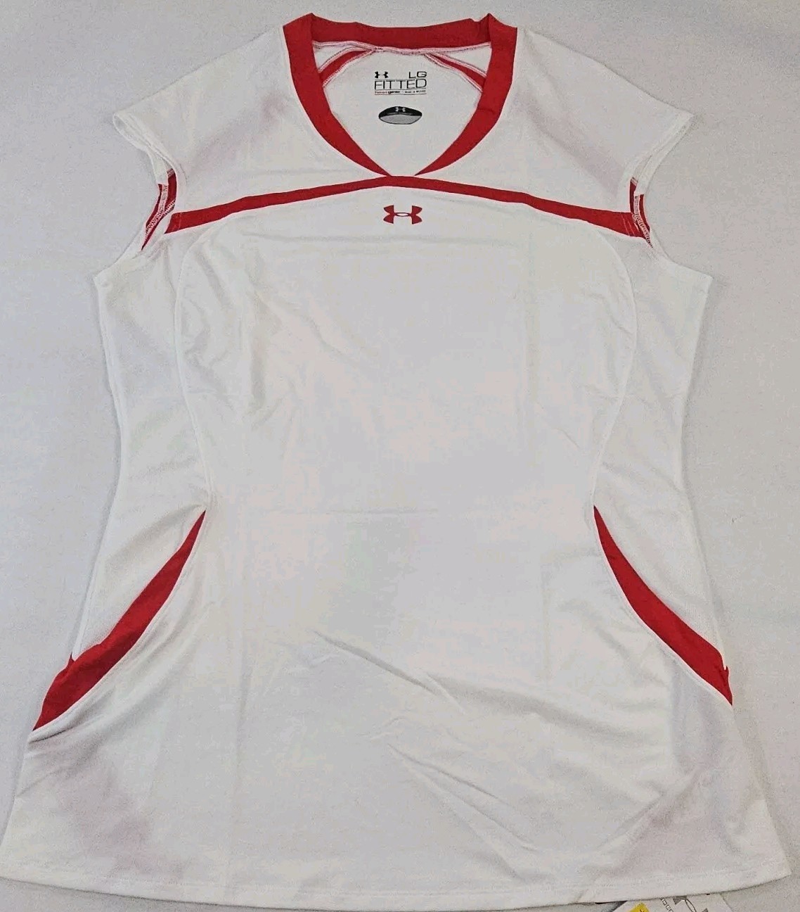 Under Armour Women’s UA Elevate Cap Sleeve Volleyball Jersey Size L Fitted White