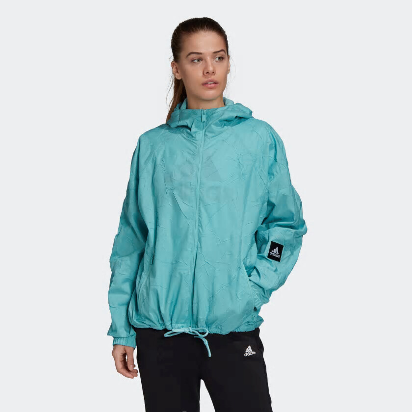 ADIDAS Women’s W.N.D. Primeblue Full-Zip Athletic Jacket NWT Blue Spirit SMALL