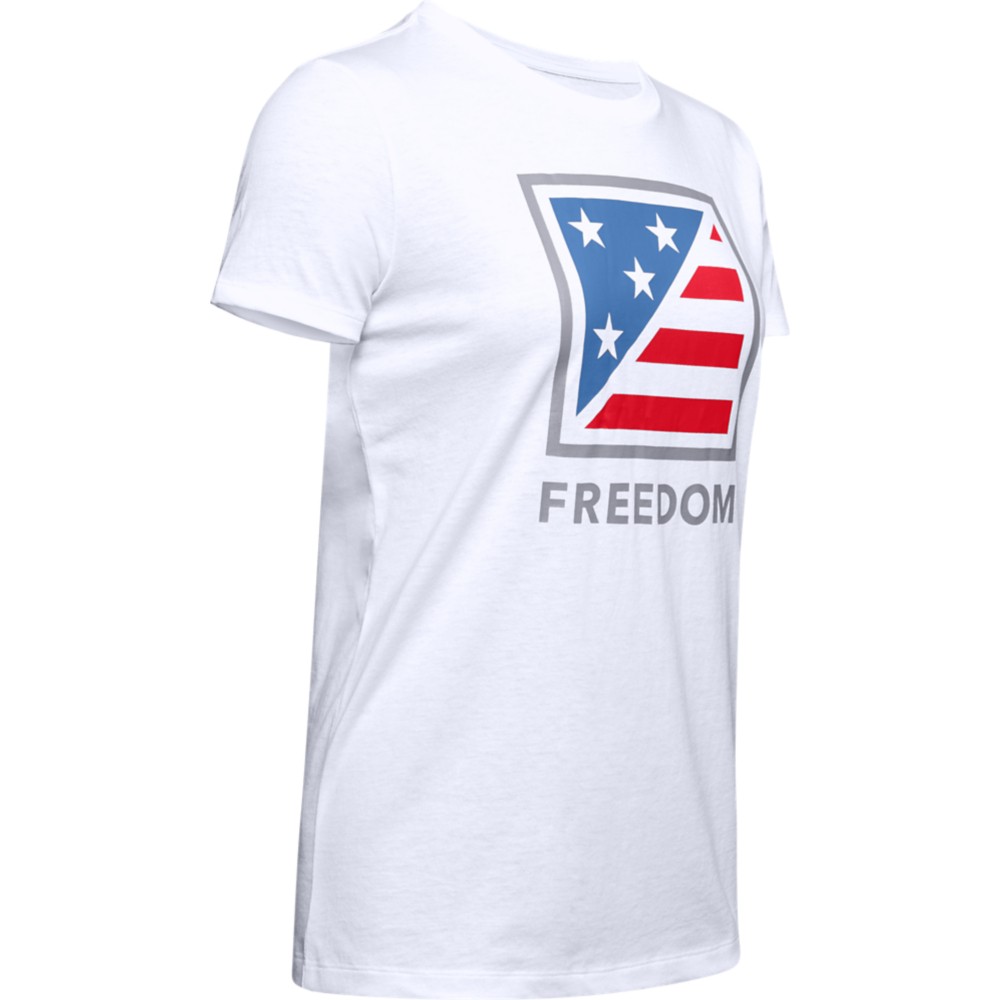 Under Armour 1343557 Women’s White UA Freedom Folded Flag Logo T-Shirt, Large