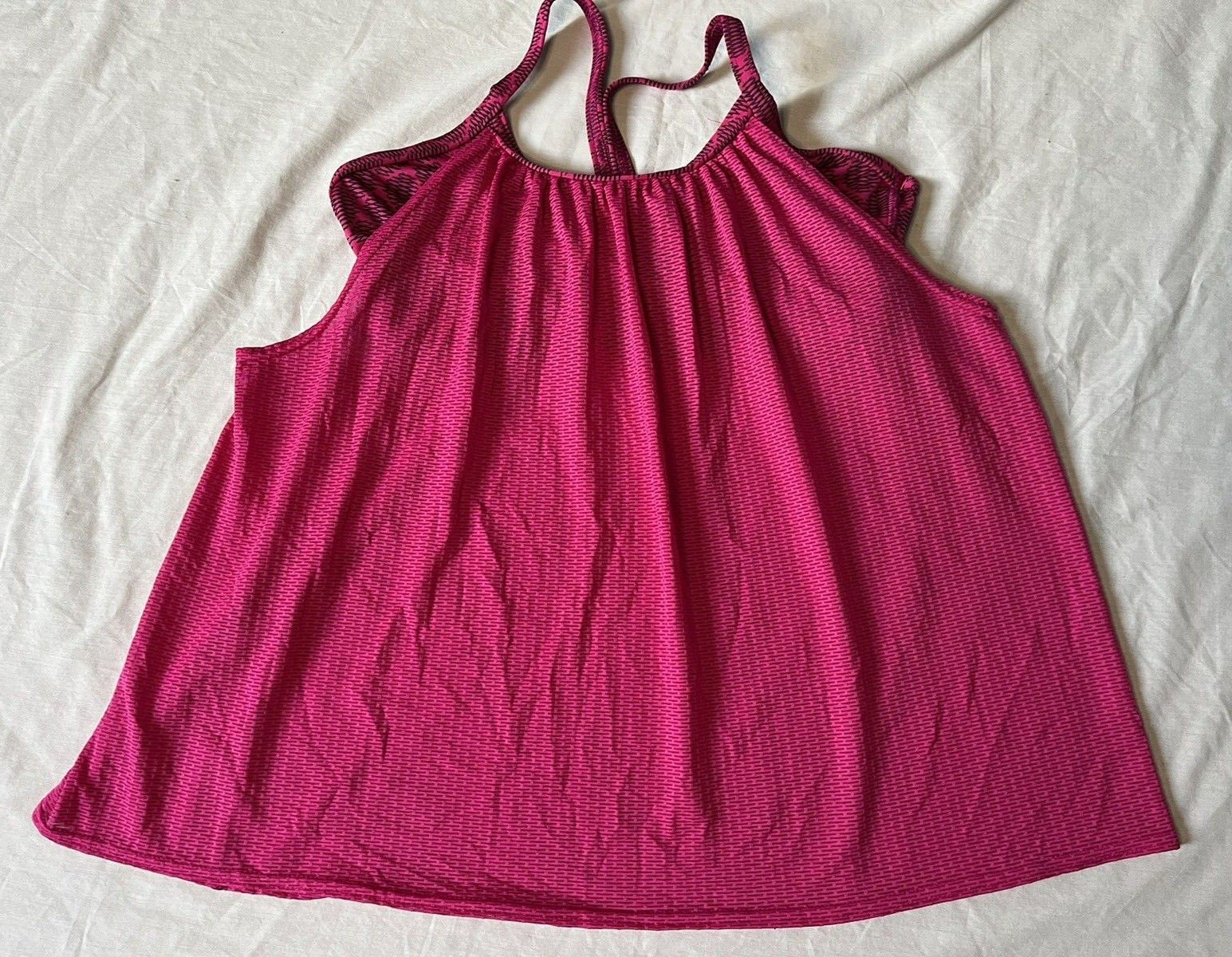 Ladies 2 Layer Racerback Sleeveless Tankini w/Bra Top Pink Large