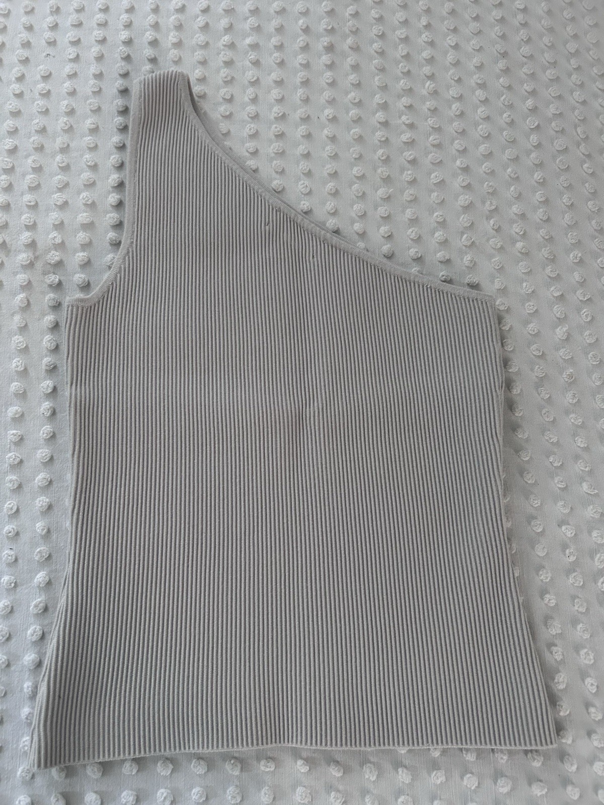 Open Edit One Shoulder Ribbed Beige Stretch Slim Fit Tank Top Size M