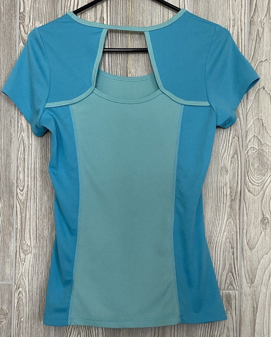 MARIKA TEK Bright Blue Performance Quick Dry Tshirt Tee Size Med Open Back
