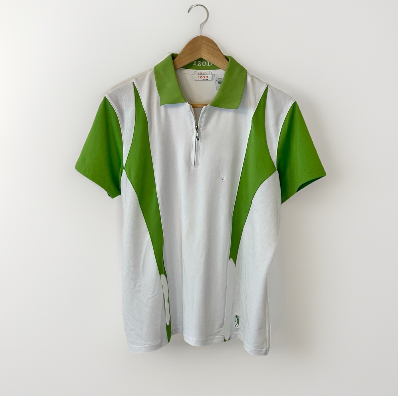 Izod XFG Womens Cool FX Polo Shirt Size L Golf Tennis White Green NWT