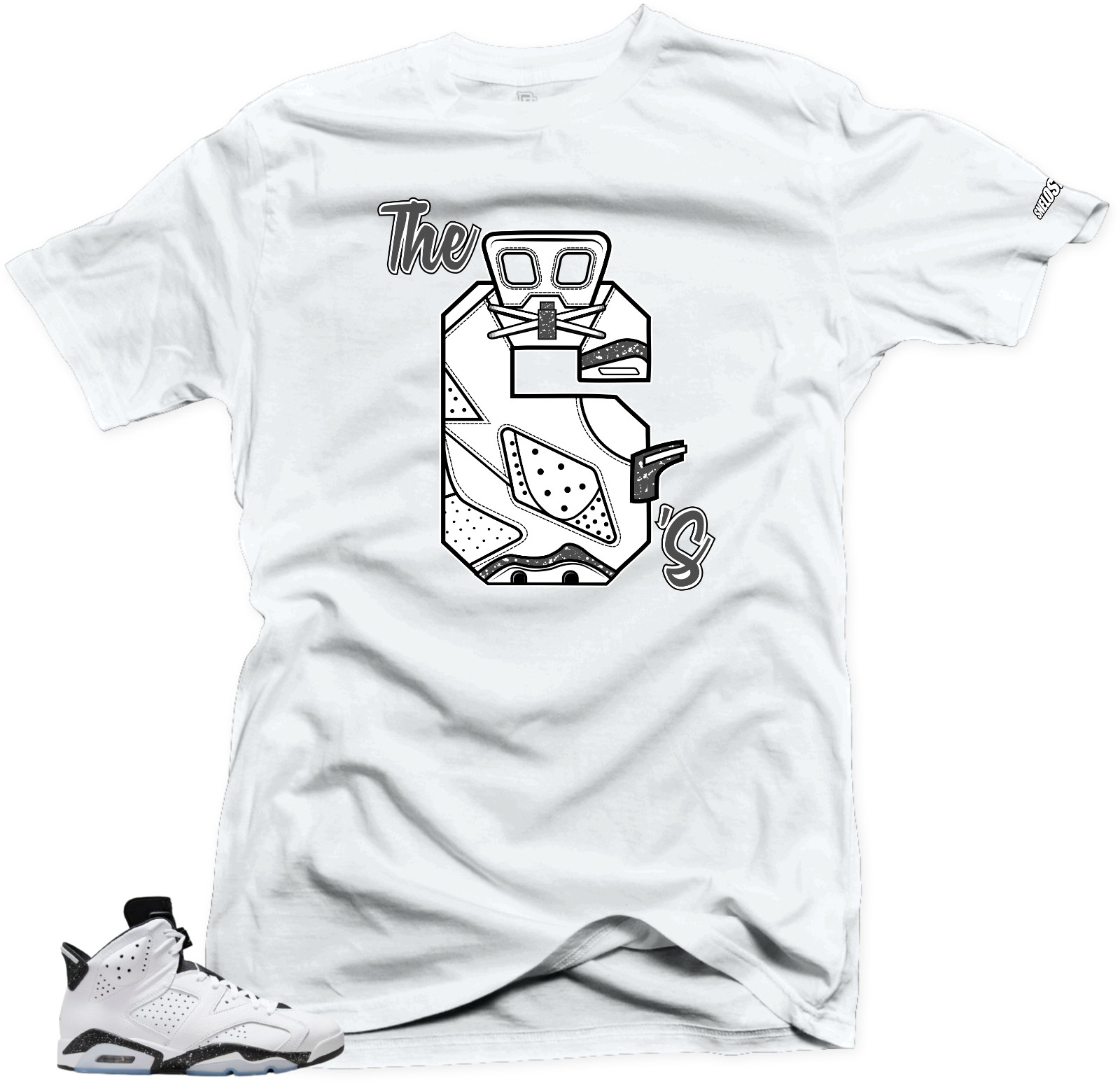 Shirt To Match Jordan 6 Retro Reverse Oreo- The 6s Gray. White Tees