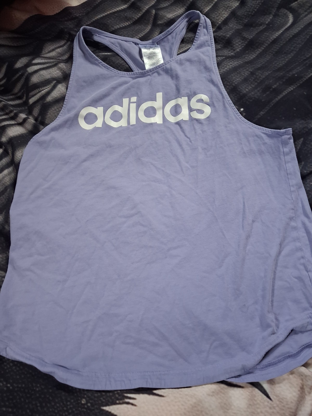 ADIDAS~Womens Purple,0 Cotton,Relaxed Fit,Racerback Tank Top Size Large