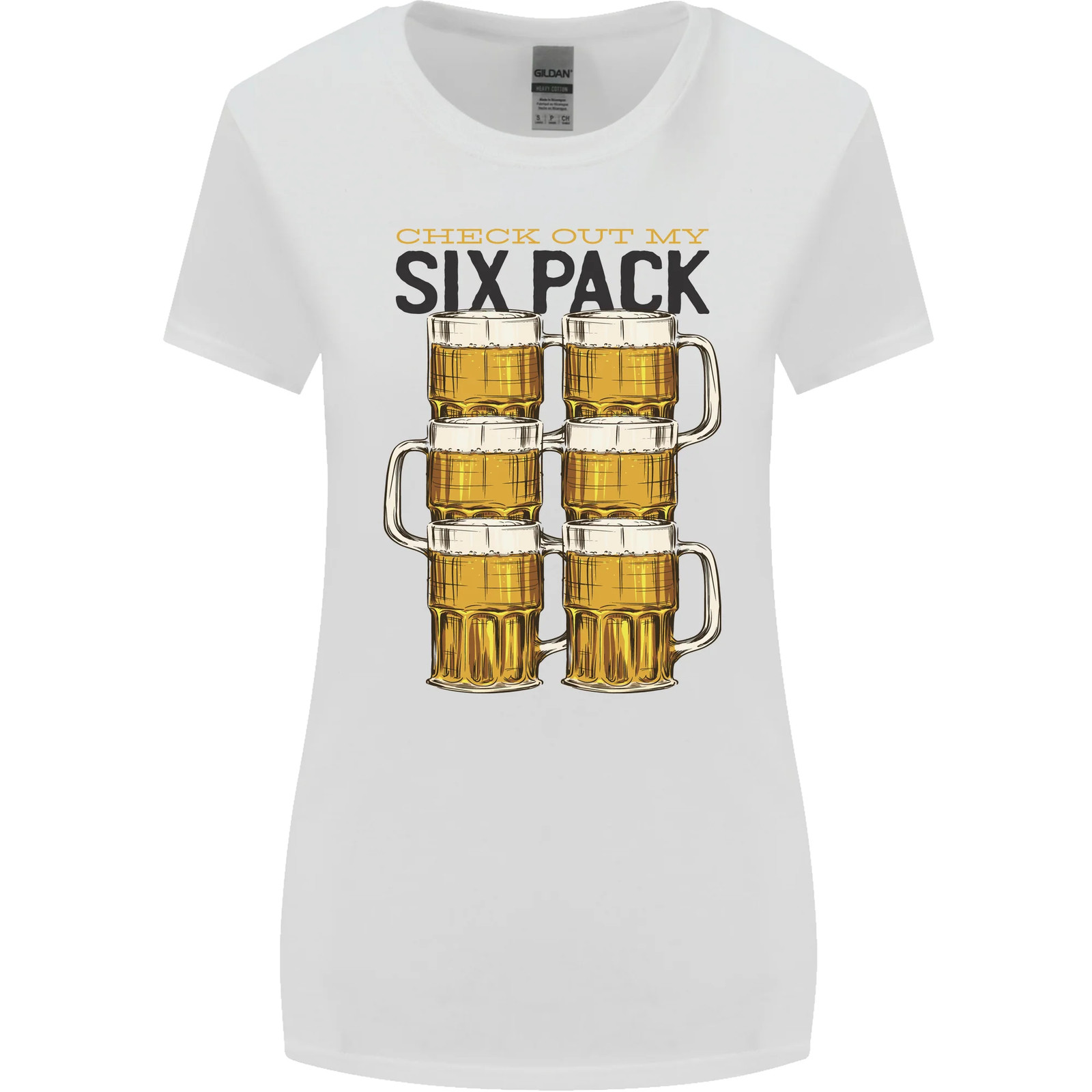 Check Out My Alcohol Six Pack Funny Beer Womens Wider Cut T-Shirt