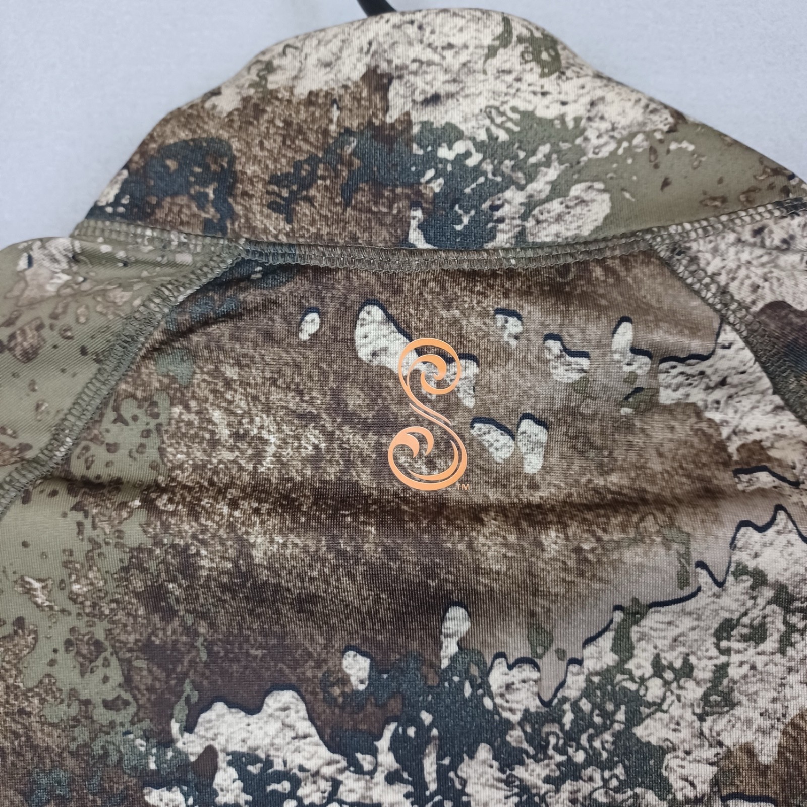 SHE Outdoor Pullover Womens Small Brown Camo 1/4 Zip Stretch Hunting Shirt EUC