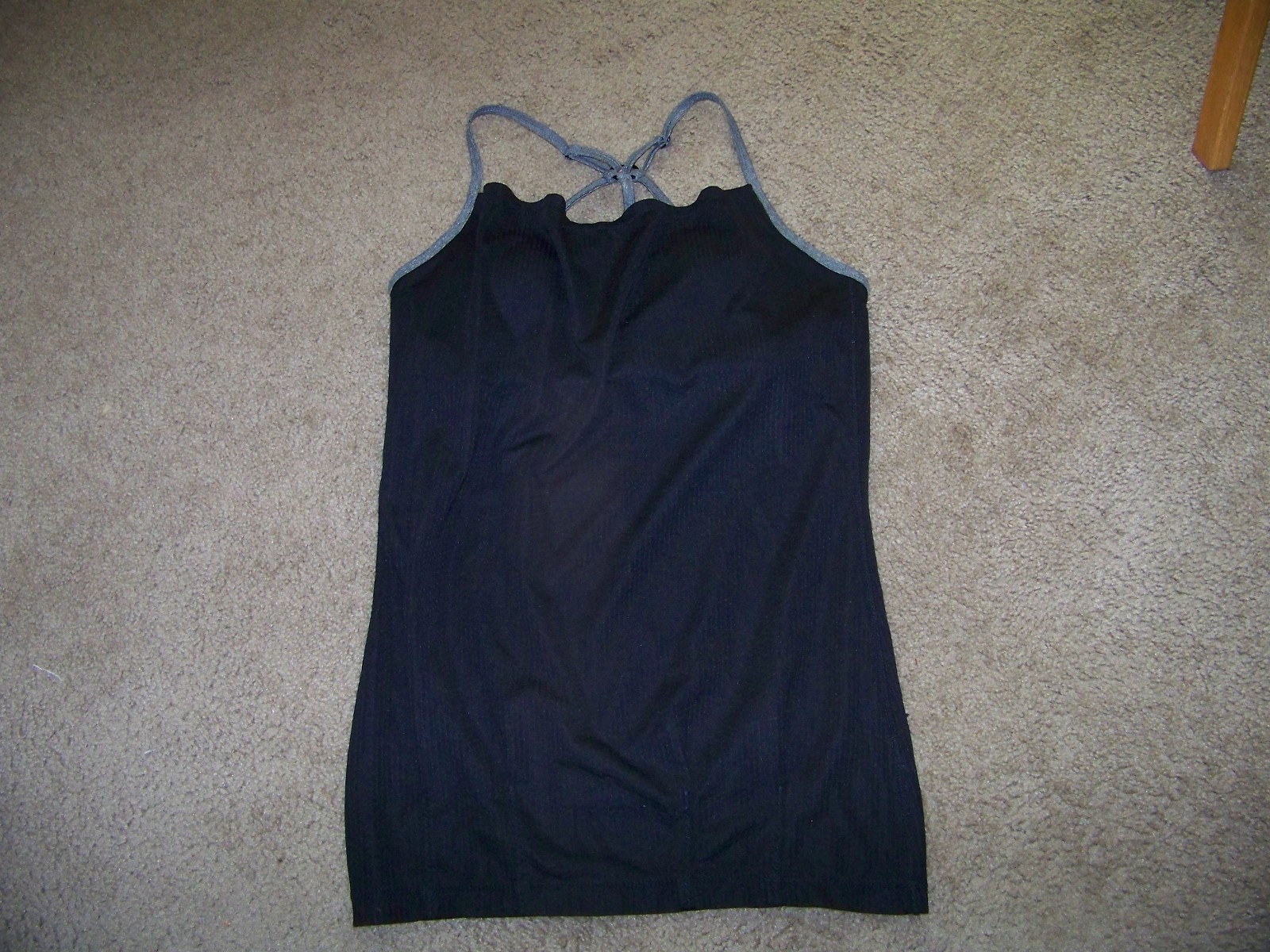 NEW Women’s MPG Athletic Tank Top Sz Small with Built in Bra Black & Gray NWOT