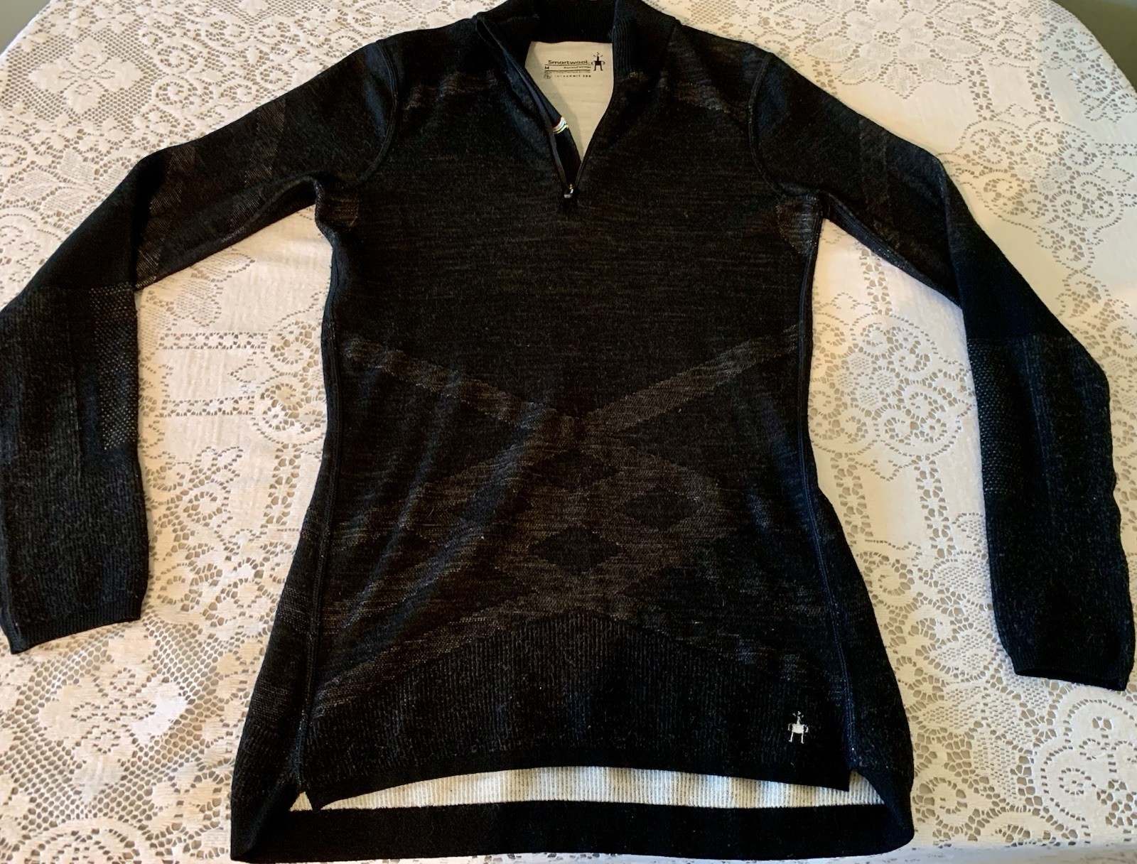 Smartwool Pullover Womens Size Medium Black Intraknit 200 1/4 Zip Merino