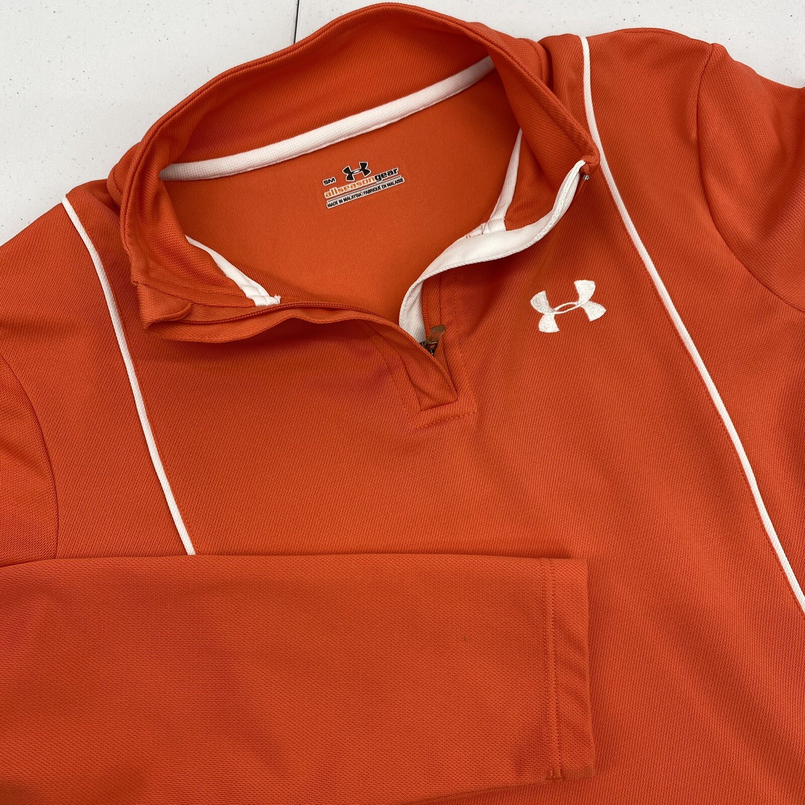 Under Armour Shirt Women Small orange Semi Fitted Quarter Zip Training Ladies