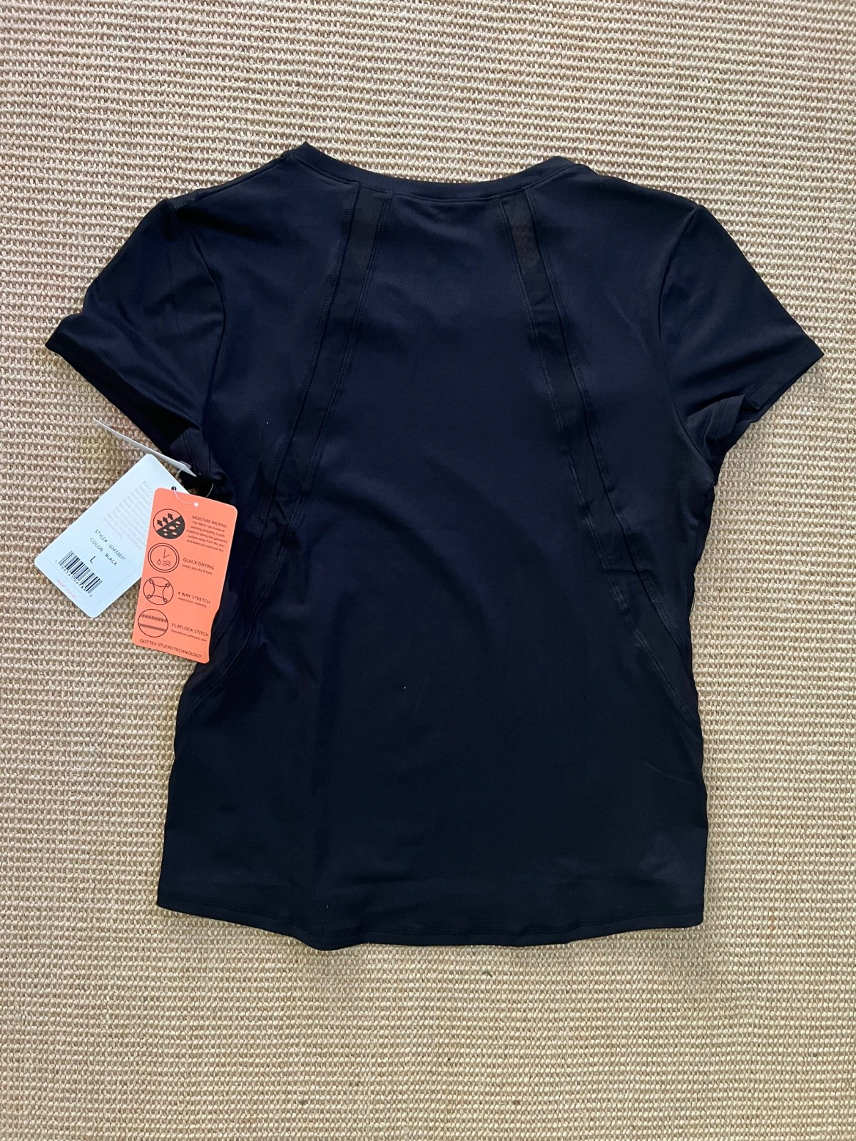 Gottex Peach Skin Collection Black Moisture Wicking Short Sleeve Top Size L