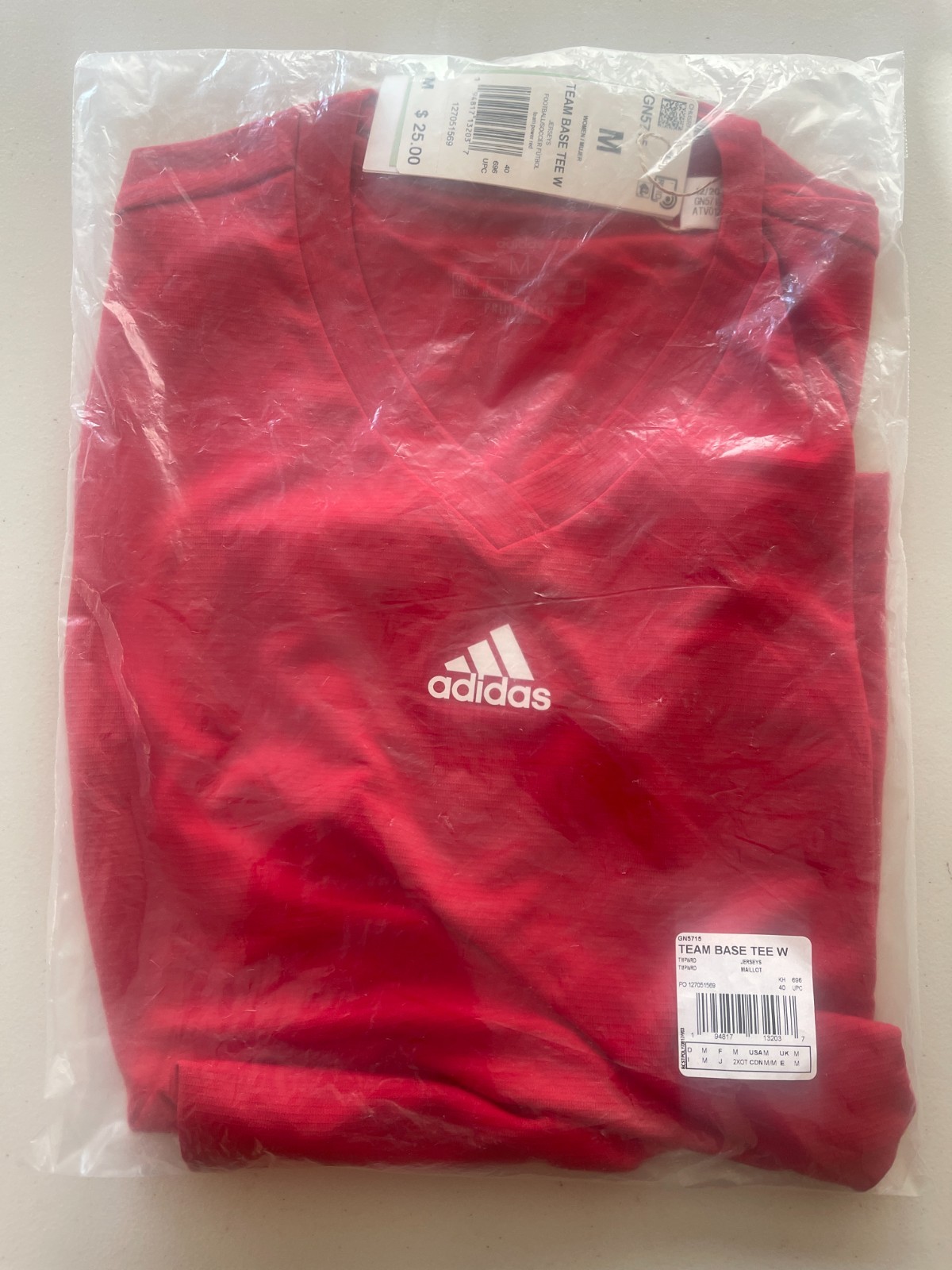 adidas womens Team Base Tee Team Power Red Medium