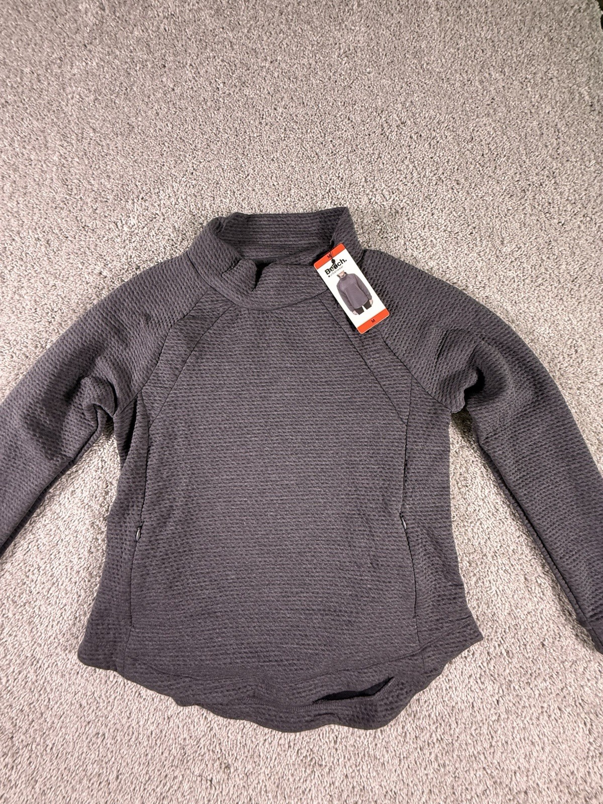 Bench Women’s Funnel Neck With Pockets Pullover Top, Dark Gray, Size M