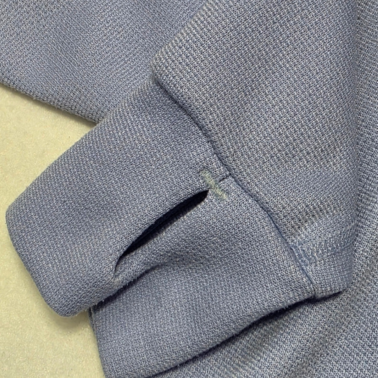 LL Bean Quarter Zip Pullover Womens Medium Regular Blue Thumbholes Waffle Knit