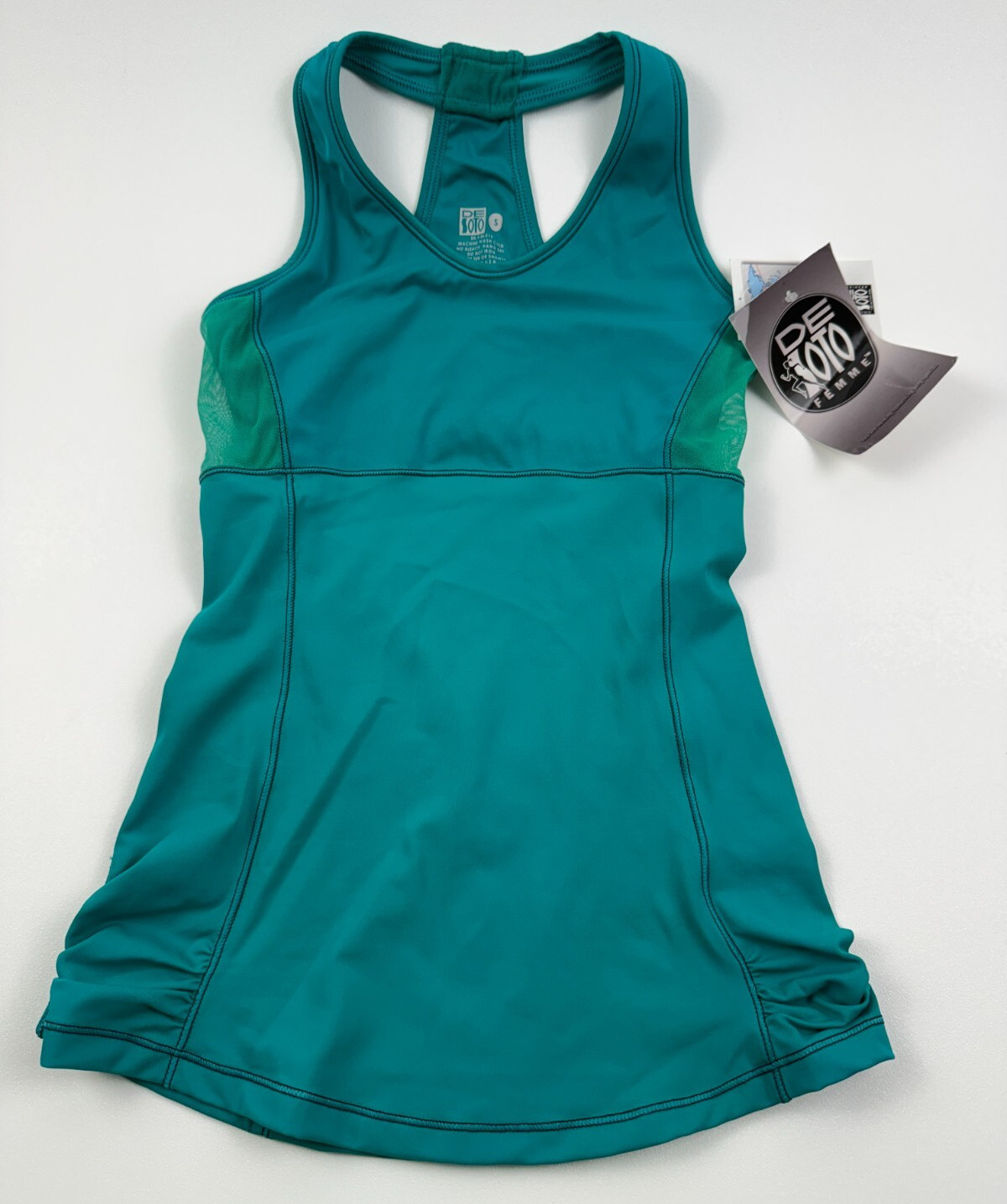 DeSoto Women Crossback UVB 90+ Carrera Sprinter Top w/ Pockets Teal Sz S NWT
