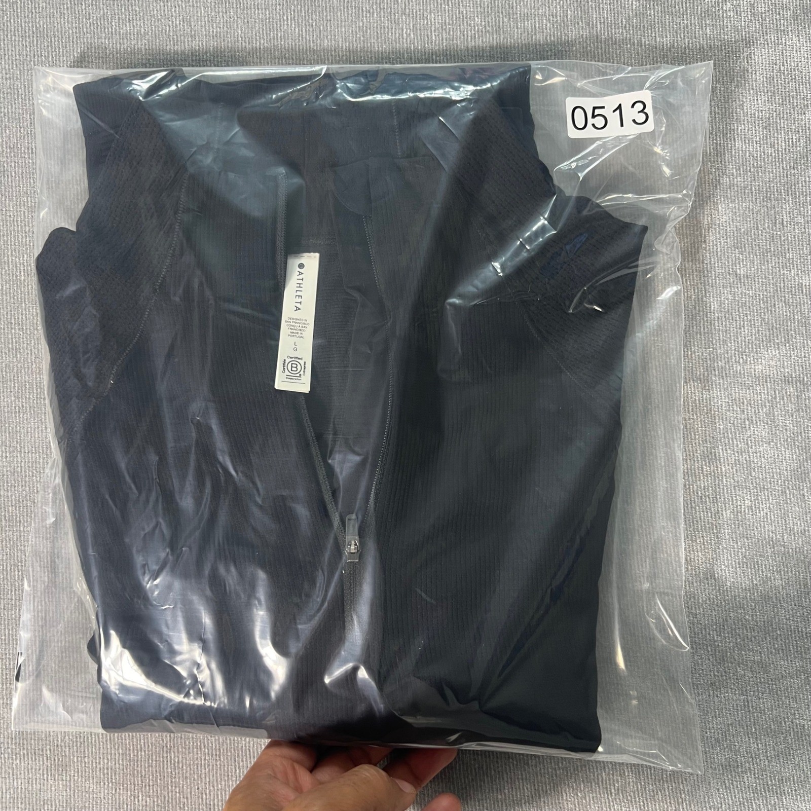 Athleta Momentum Quarter Zip Pullover Black Seamless Running Top Large 17897