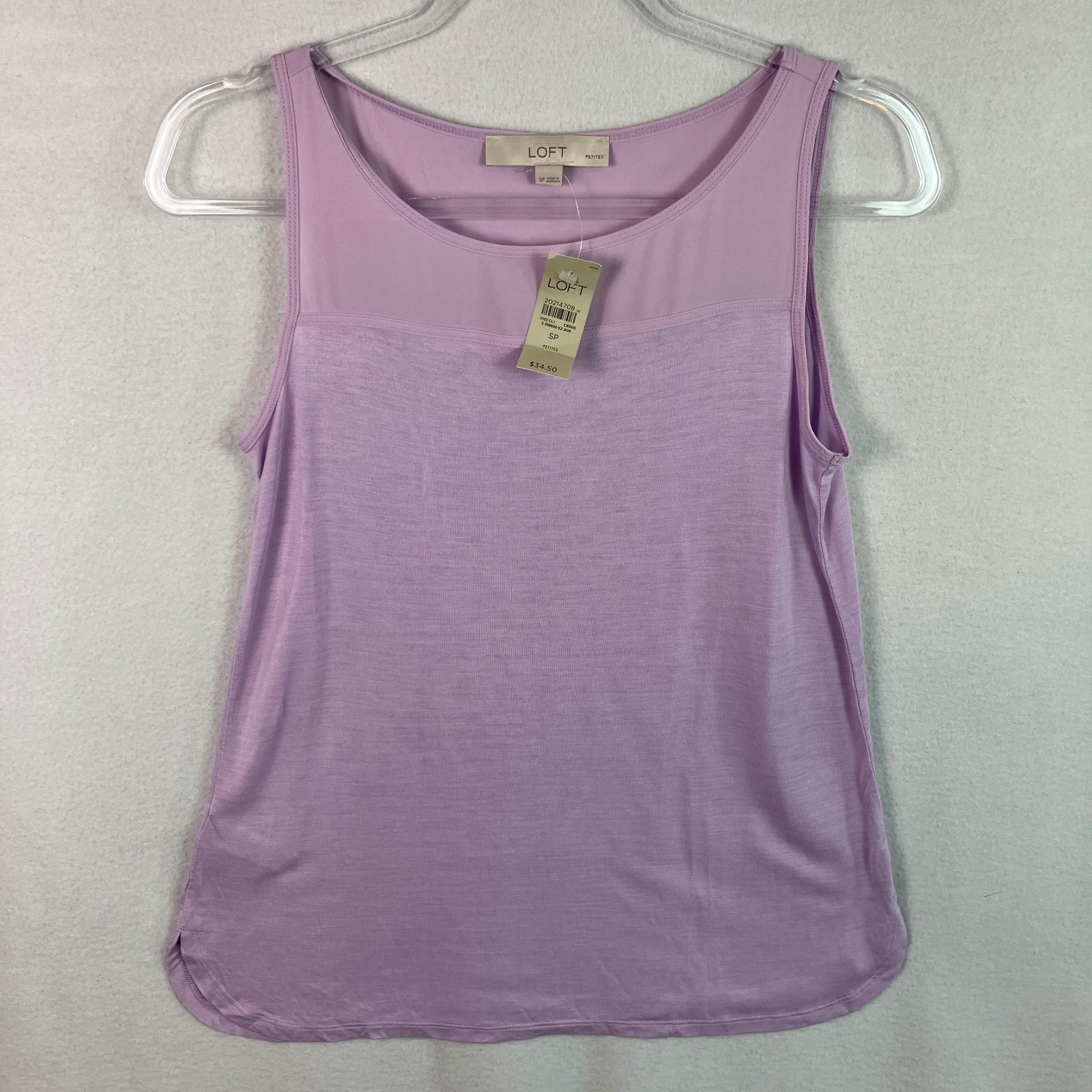 LOFT Petite Scoop Neck Active Tank Top Women’s Size SP Lavender Mixed Media NWT