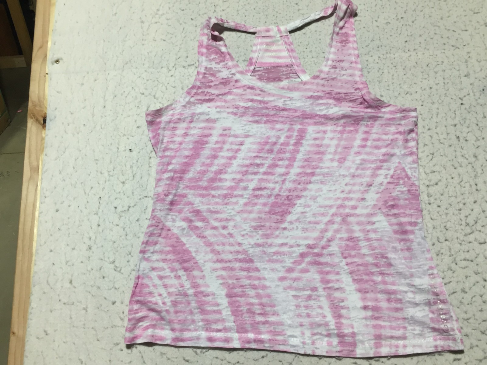 Calvin Klein Performance Tank Womens XL Quick Dry White Pink Striped Racerback