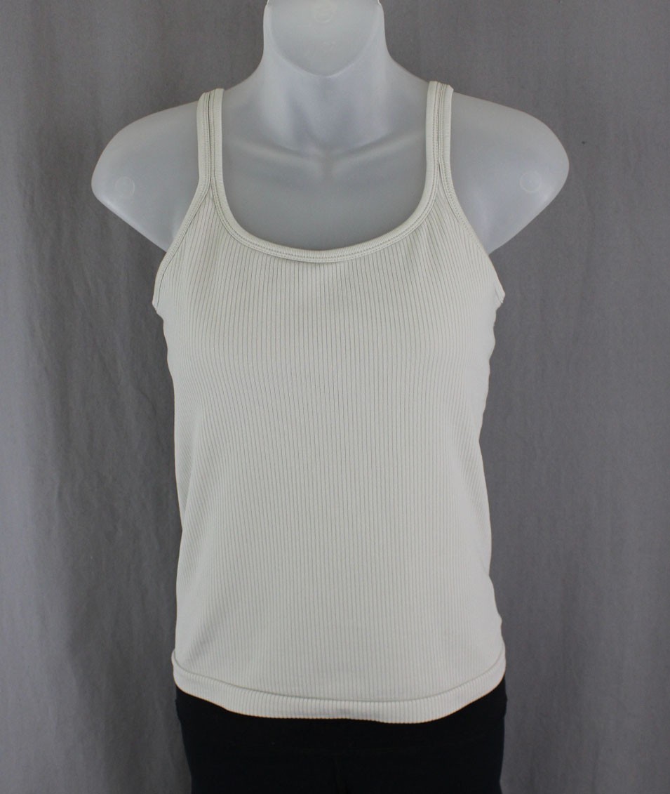 Athleta Women’s Beige Ribbed Padded Athletic Tank Top Size Small