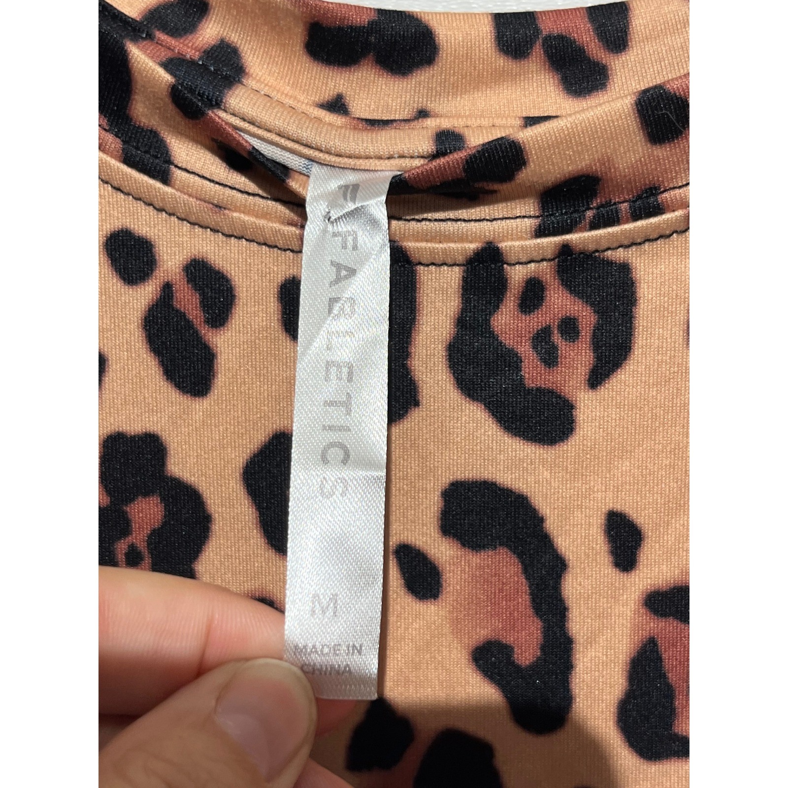 Fabletics Leopard Print Muscle Tank Top Open Tulip Back Tan Black Brown Medium