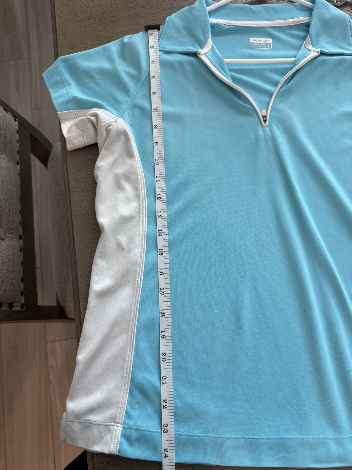 Slazenger Activewear Shirt Women’s Size L Turquoise White Half Zip