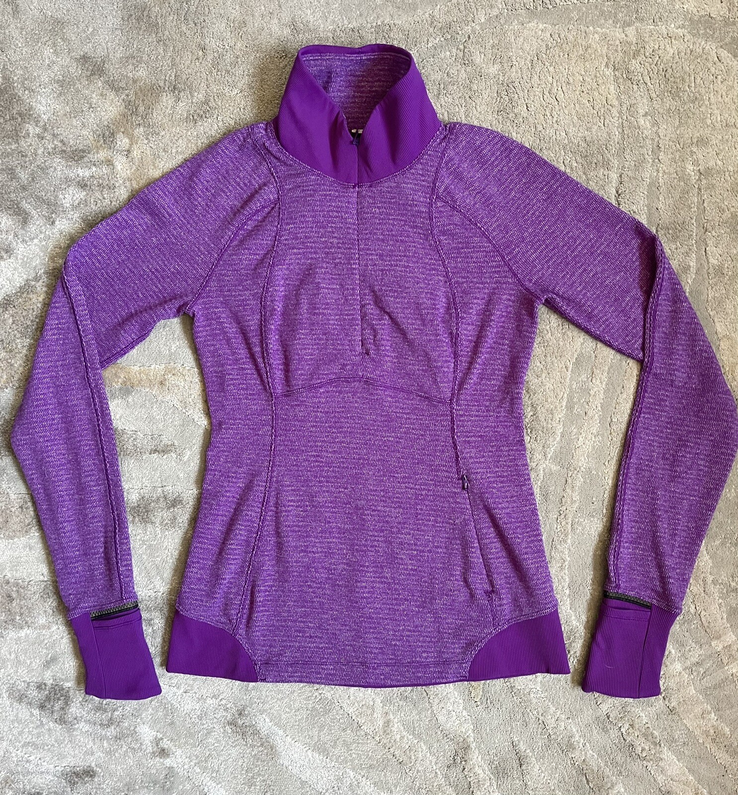 Lululemon Runderful Half Zip Pullover Size 4 Tender Violet Mini Check Pique