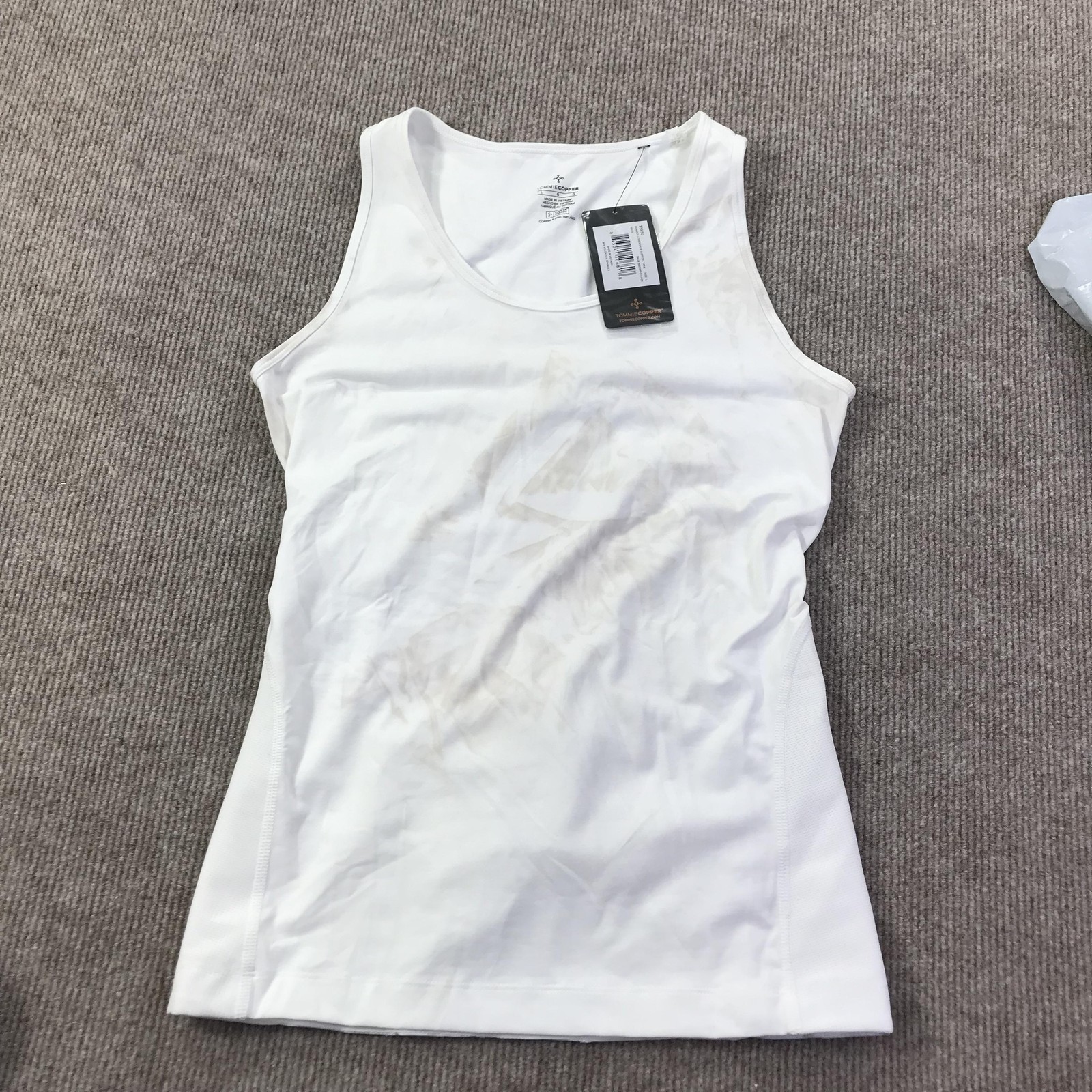 Tommie Copper Tank Womens Large White Lower Back Support Compression Shirt NWT