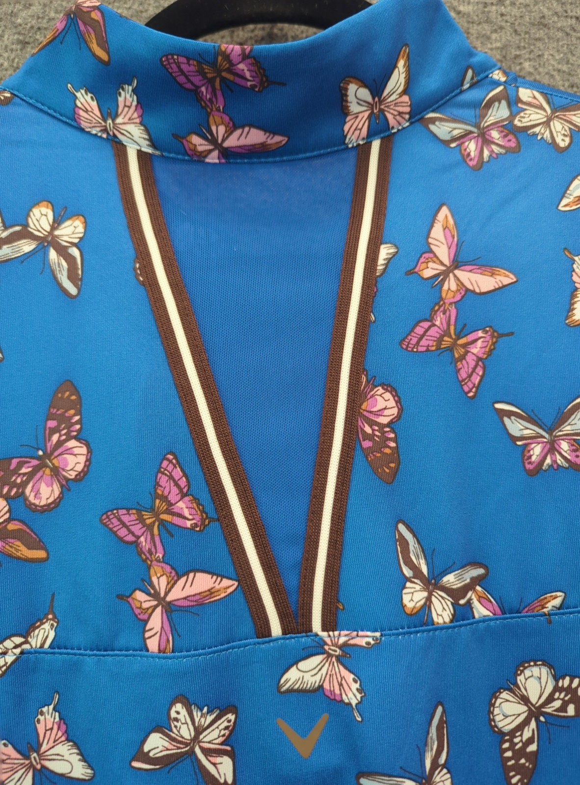 Perry Ellis Womens XL Butterfly Print Golf Polo Shirt Opti Dri Performance Top