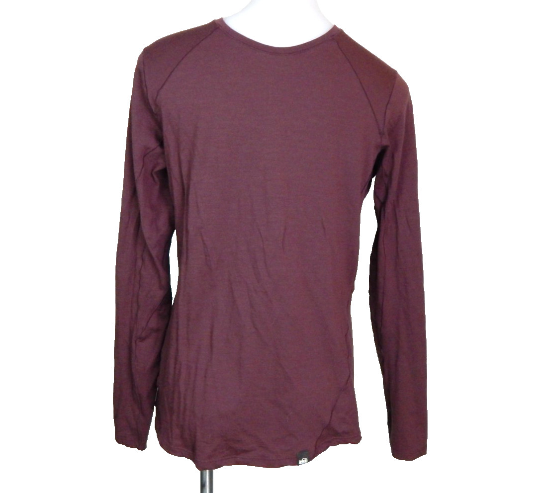 REI Women’s Large Top Burgundy Purple Merino Wool Base Layer Long Sleeve Tee