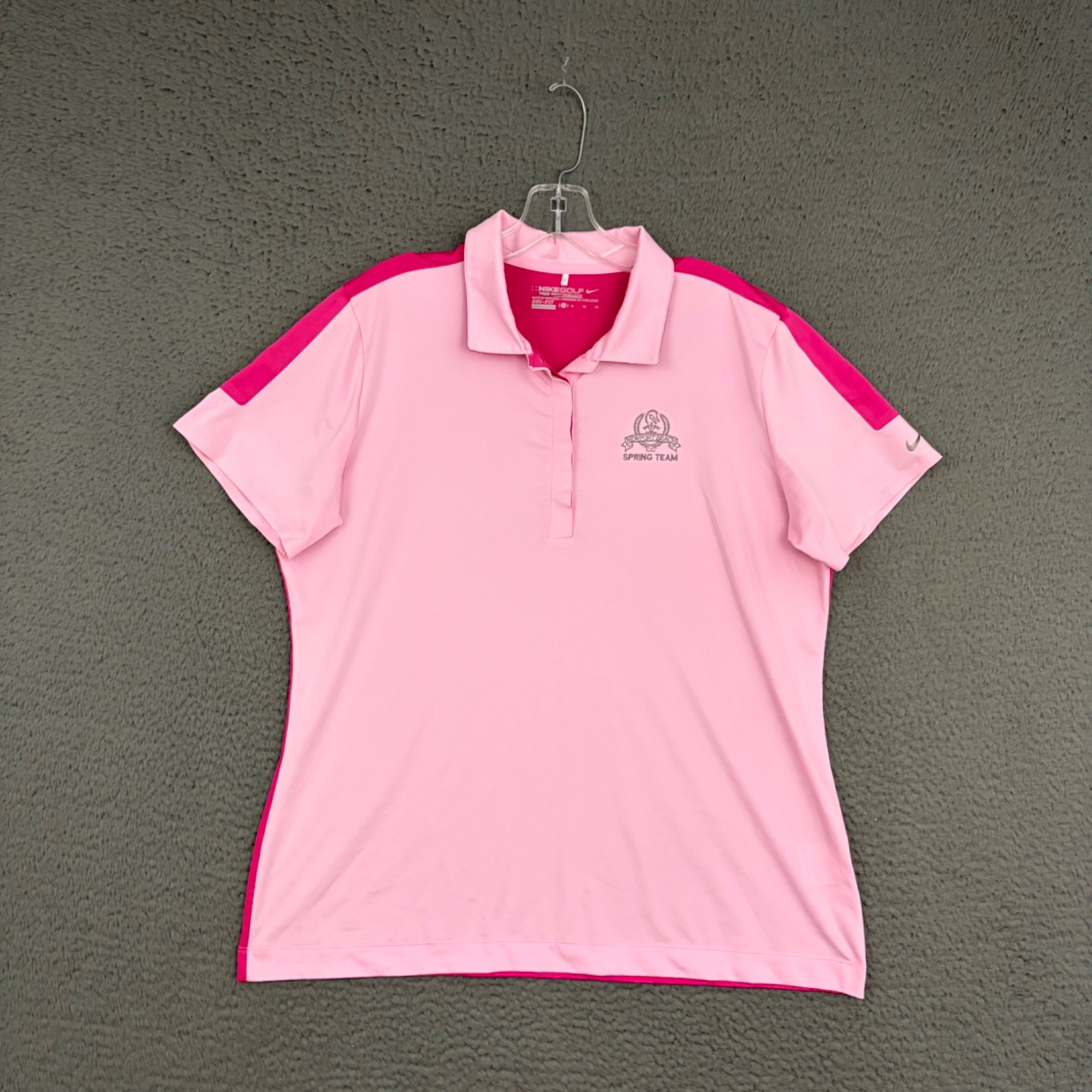 Nike Golf Tour Performance Polo Shirt Womens XL Pink Dri-FIT Logo Newport Beach