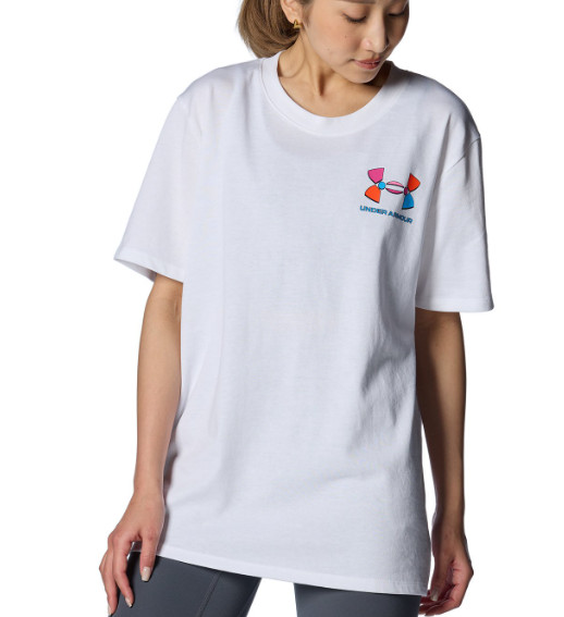 Under Armour Women’s T shirt 2XL Loose fit Logo Print Heavyweight White NWT