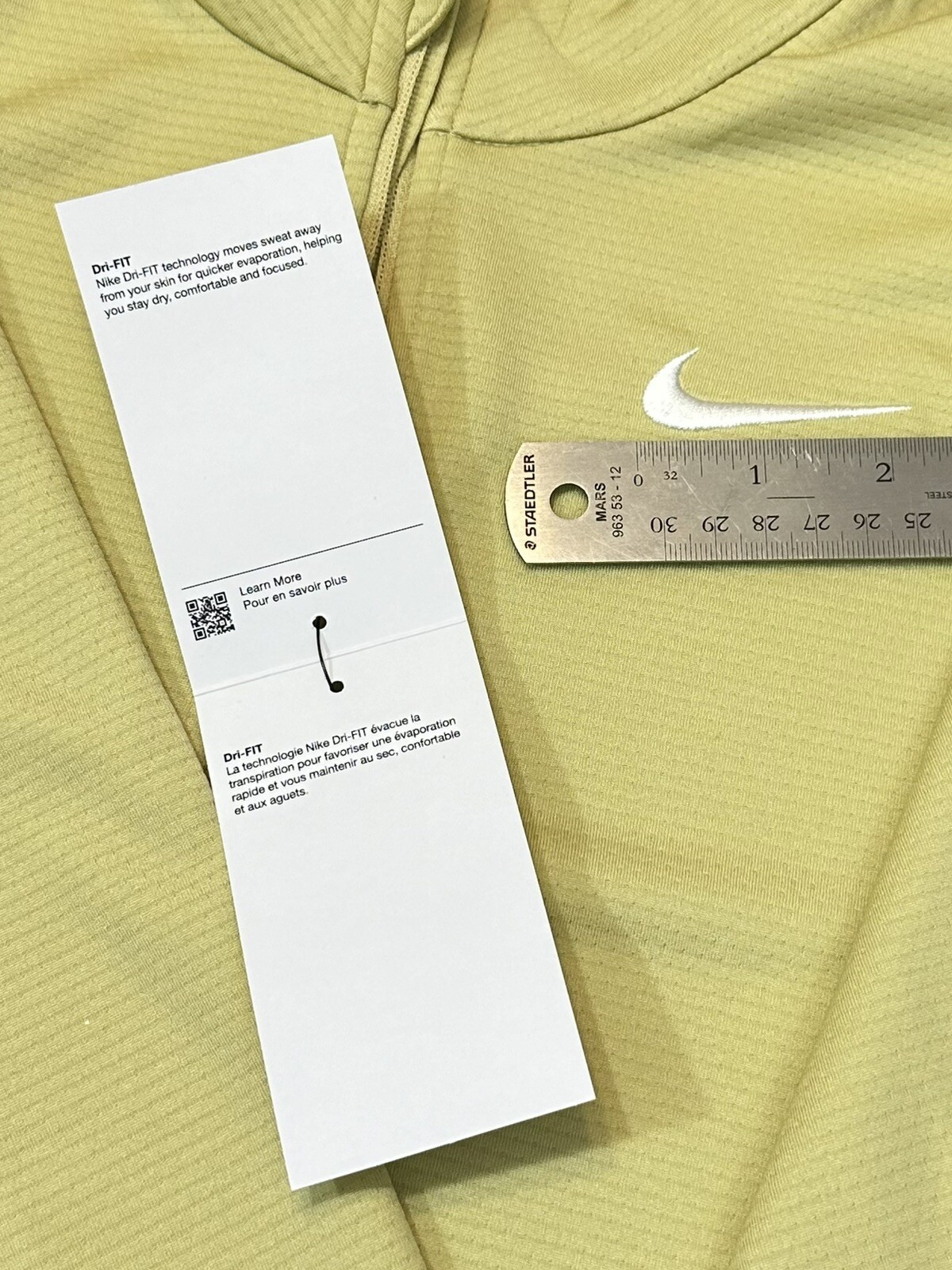 NIKE DRI-FIT Women’s 1/4 Zip DJ8521-784 Yellow with White Swoosh – Size S