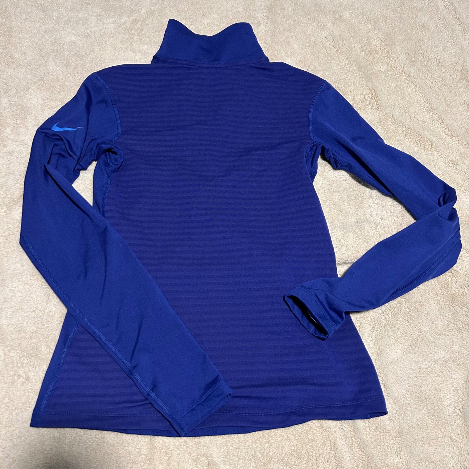 Nike Pro Hyperwarm 1/4 Zip Womens M Blue Dri-Fit Long Sleeve Athletic Running
