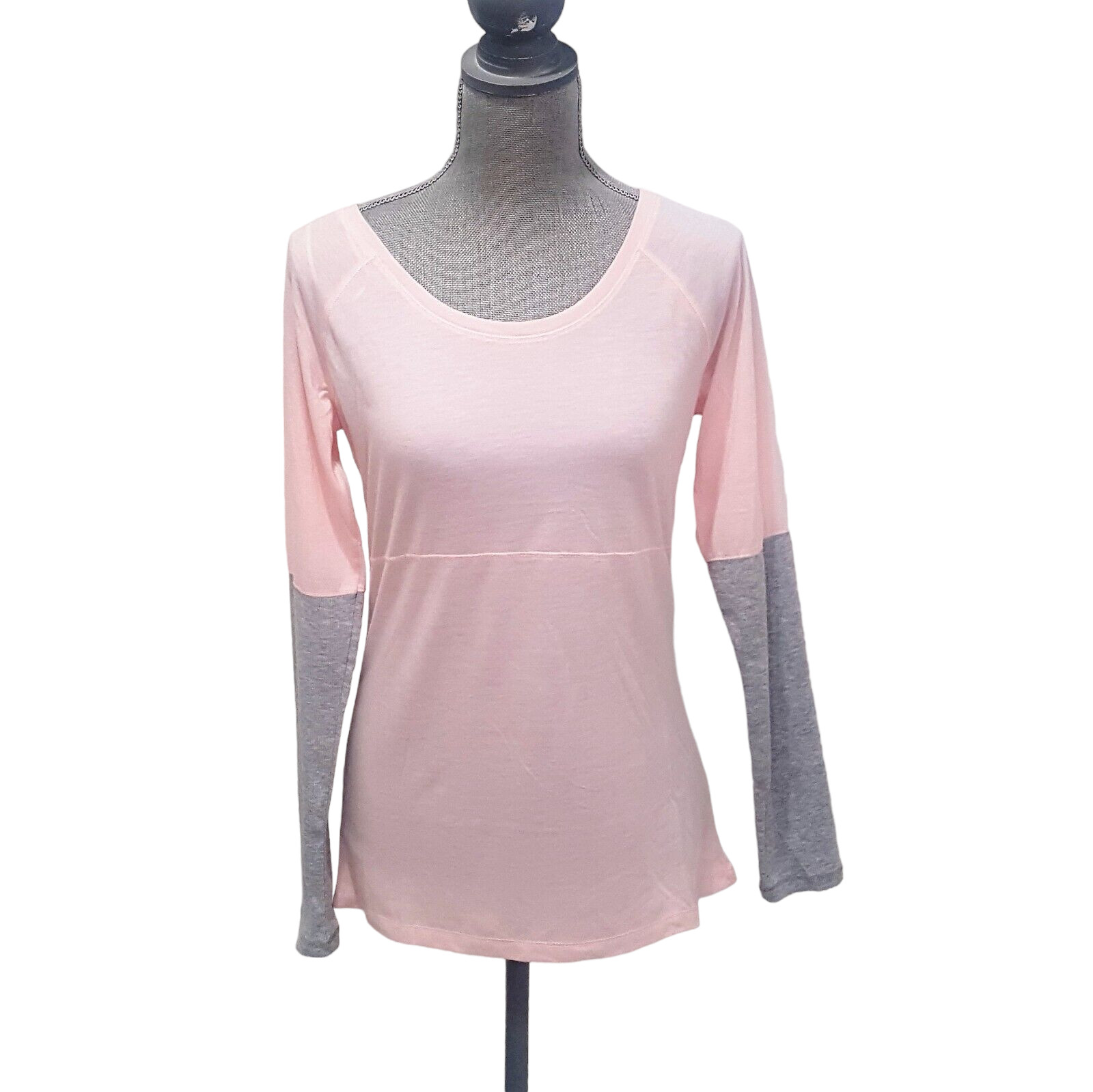 Harmony & Balance Women’s Pink Gray Long Sleeve Yoga Workout Tee Shirt SIZE M