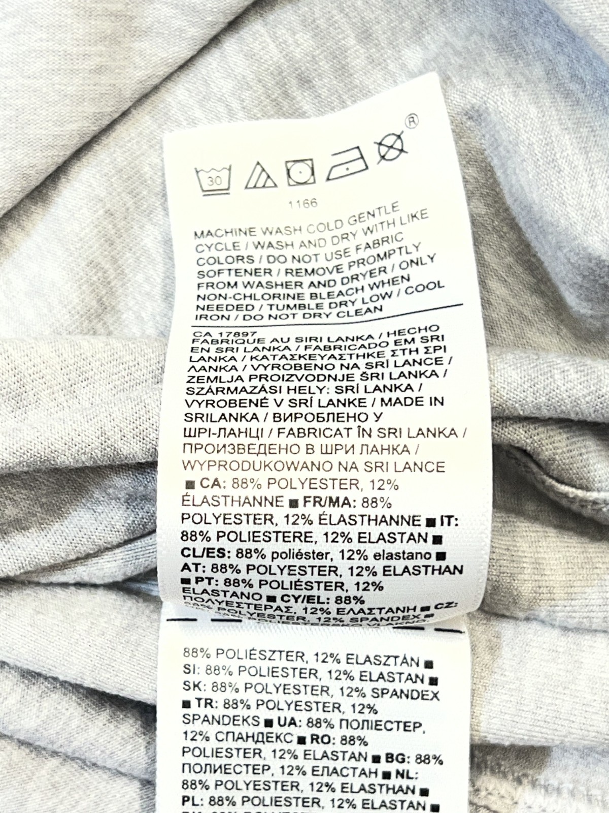 Athleta Longline Shirt Top Womens Medium Heather Gray Curved Hem Thumbhole Cuffs