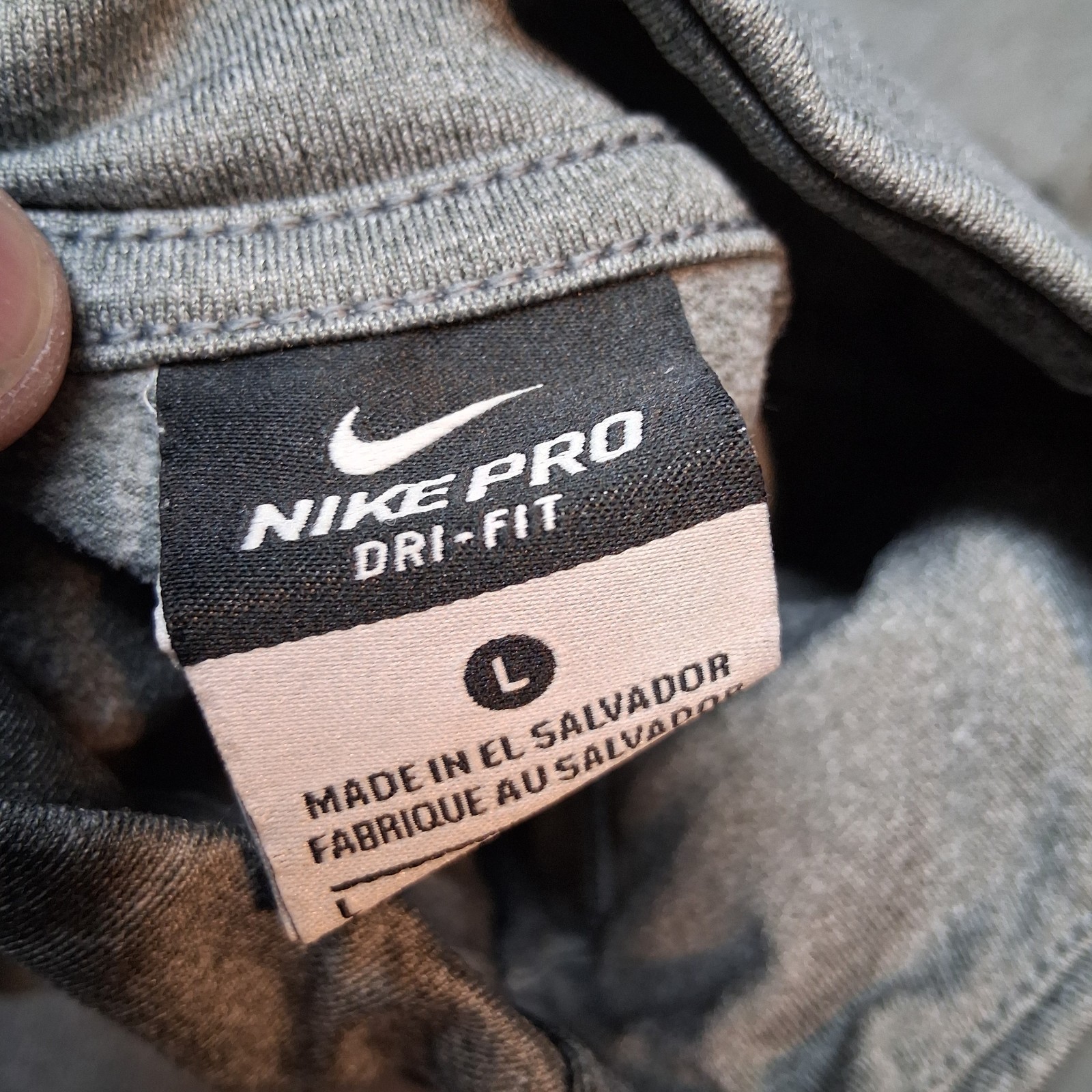 nike pro half zip womens large gray bicep swoosh dri fit