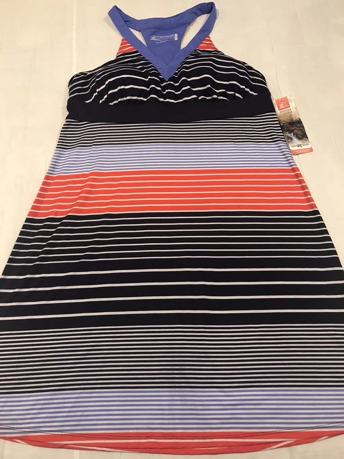 NWT ZEROXPOSUR OUTDOOR LIFESTYLE Large RAZOR BACK DRESS Sporty $80 Blue/white XL