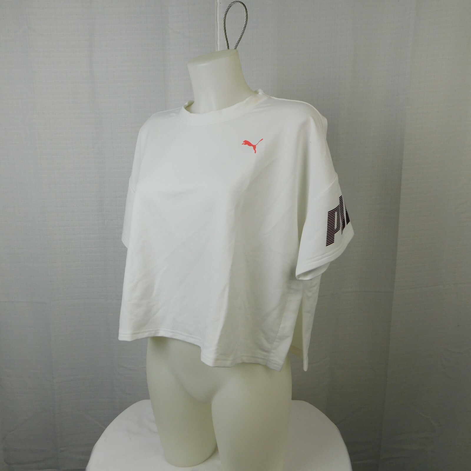 Puma Women’s Short Sleeve Crew Neck Cropped Logo T-Shirt White, Large #8381