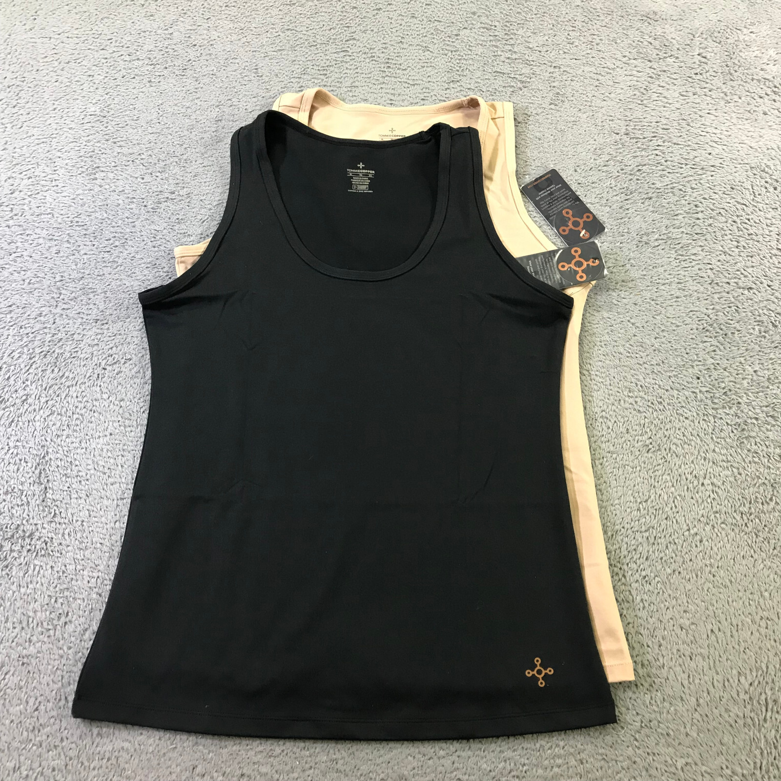 TOMMIE COPPER Tank Womens Extra Large 2 PACK Core Tank Top Beige Black NWT
