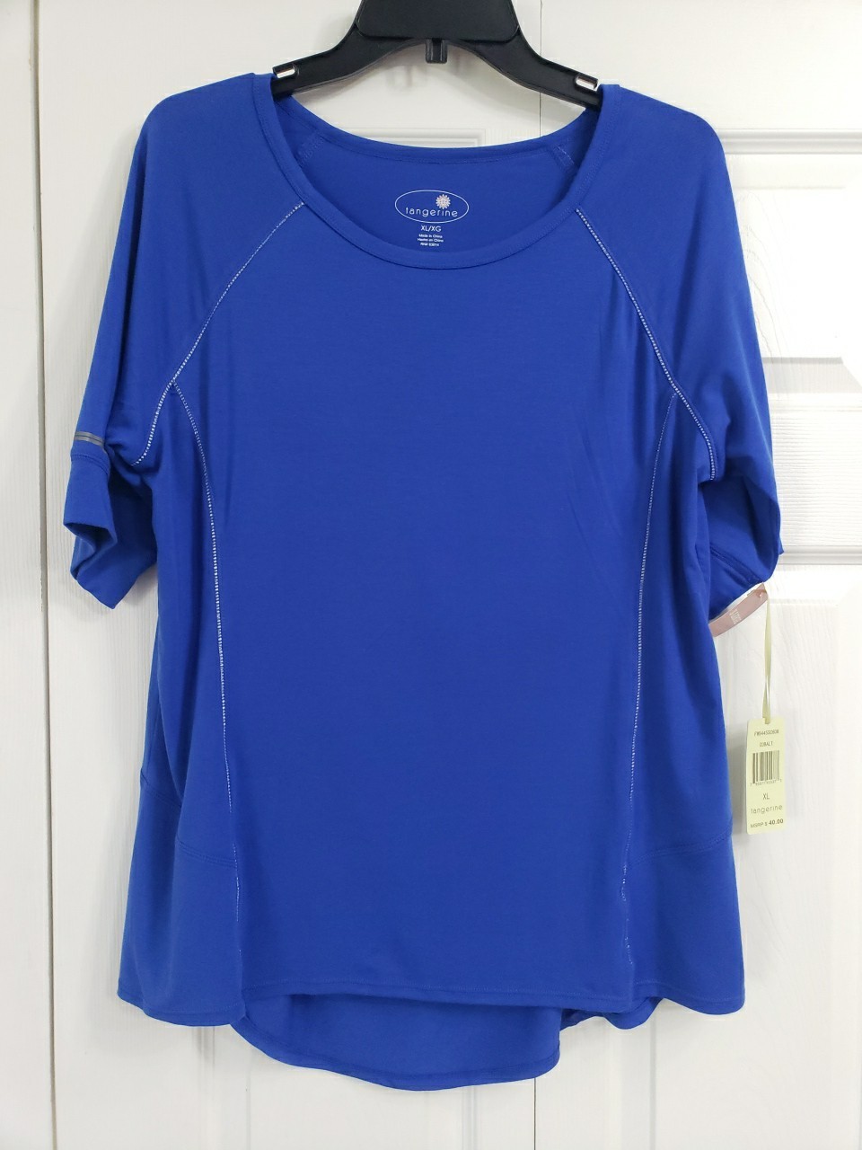 NWT Womens TANGERINE Cobalt Blue Casual Exercise Stretch Running Shirt Size XL