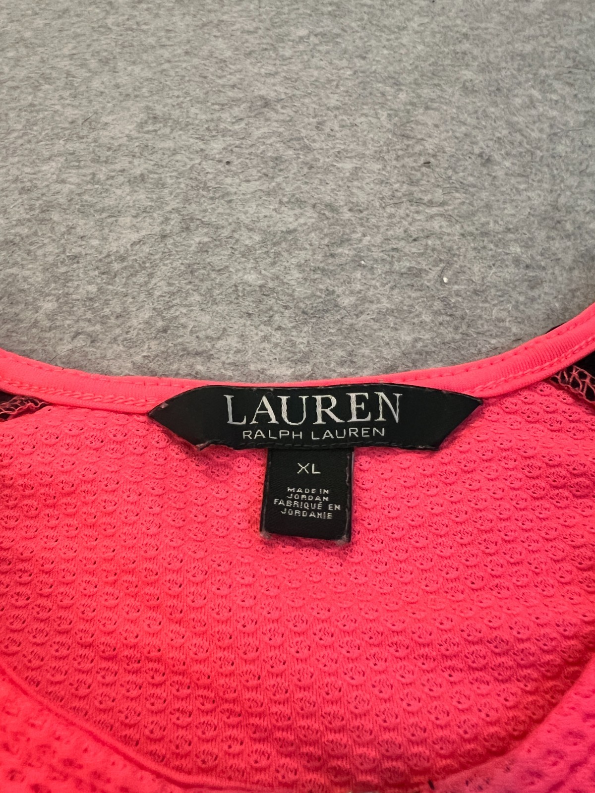 Lauren Ralph Lauren Pullover Athletic Mesh Top Women’s XL Pink Black 1/4 Zip Run