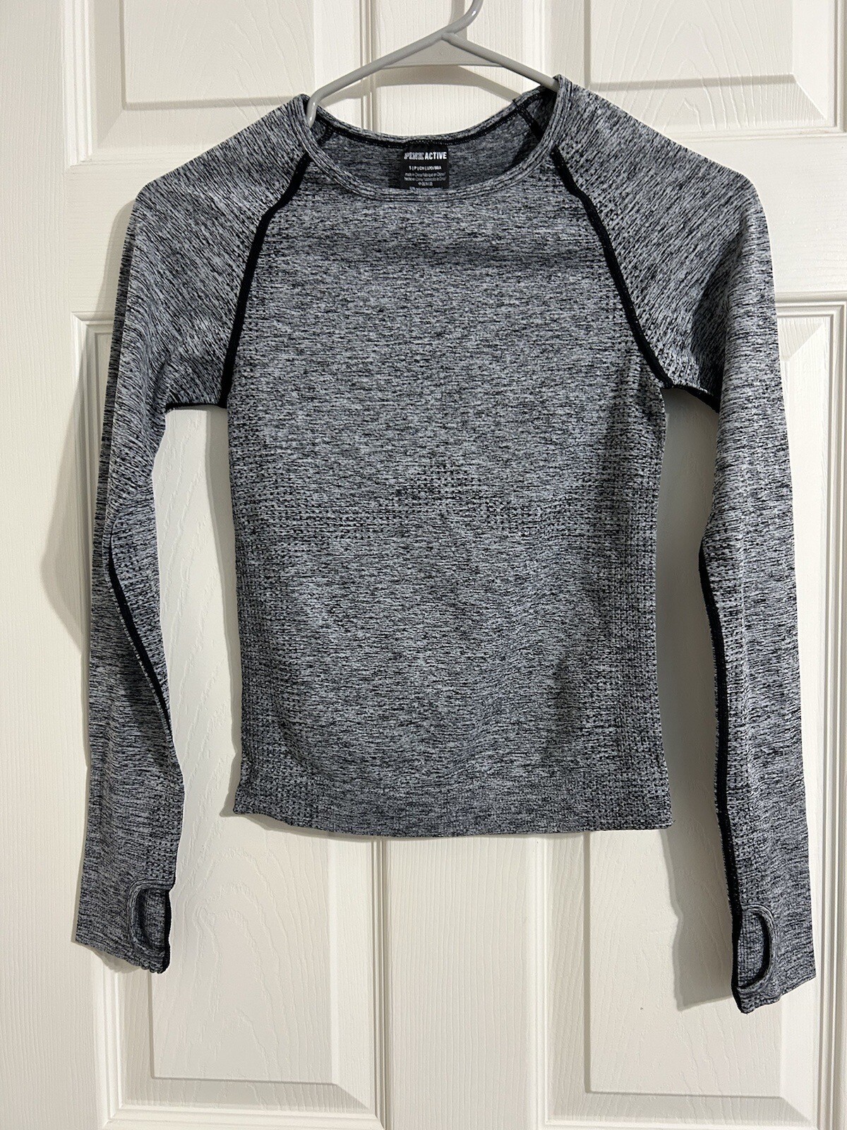 VS Pink Active Long Sleeve Seamless Work Out Top Women’s S Marled Gray Shirt
